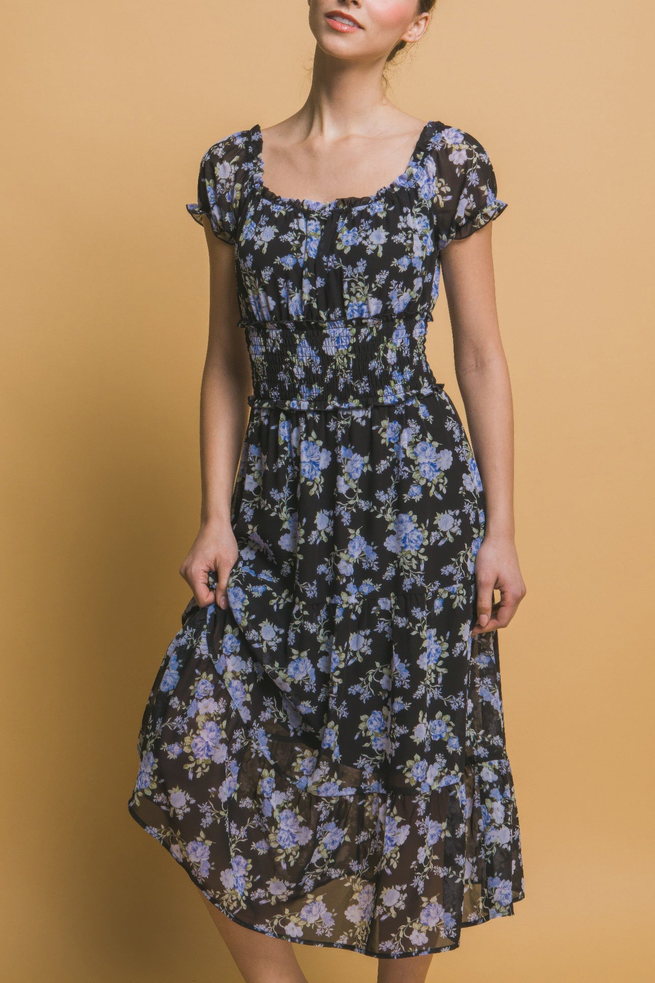 Short Sleeve Floral Maxi Dress - Tigbul's Variety Fashion Shop