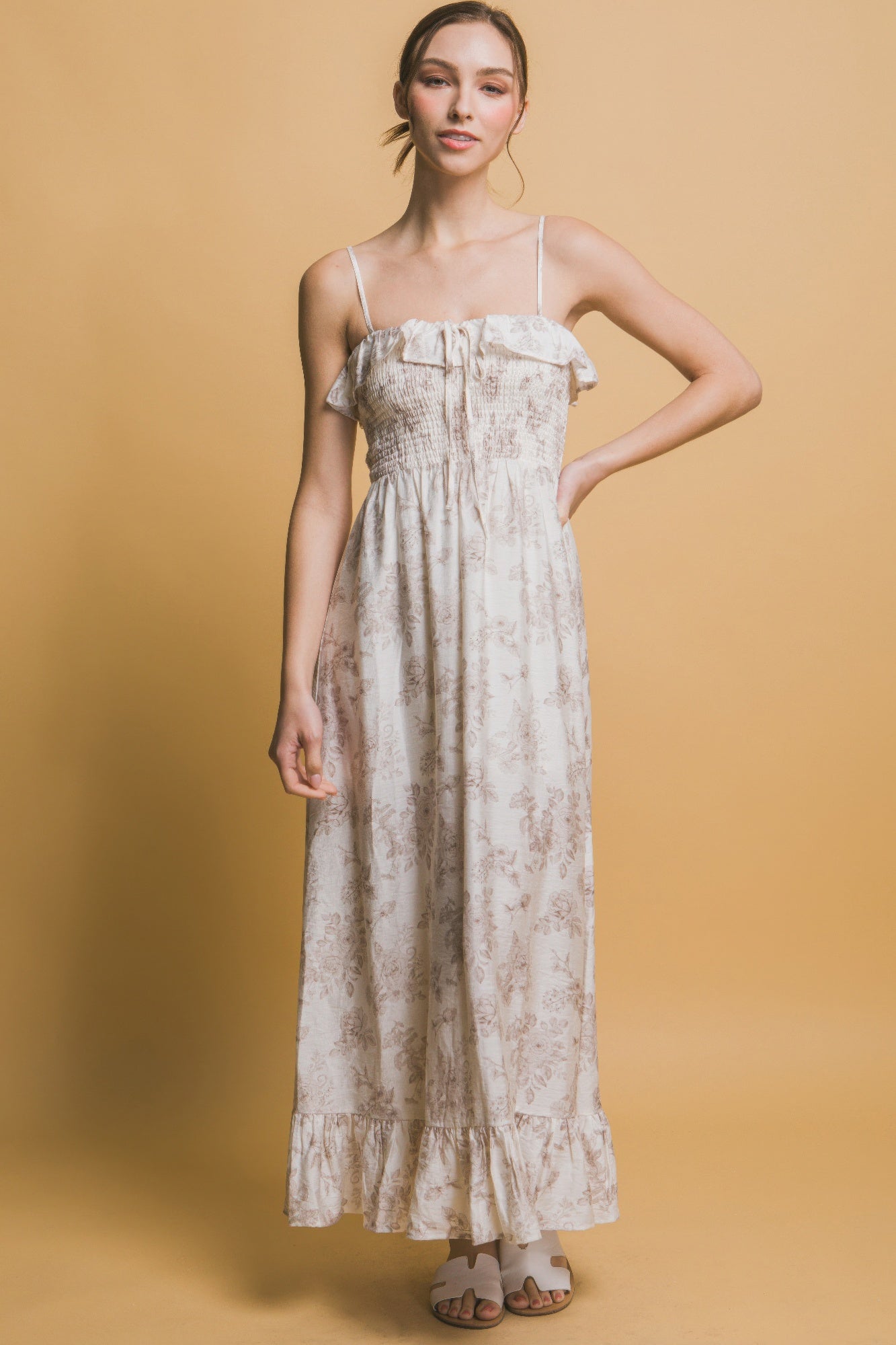 Smocked Floral Maxi Dress - Tigbul's Variety Fashion Shop