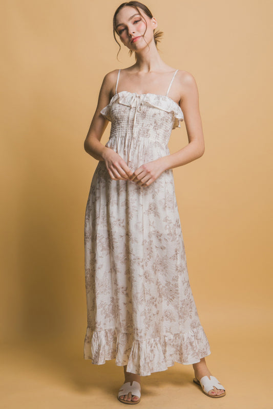 Smocked Floral Maxi Dress - Tigbul's Variety Fashion Shop