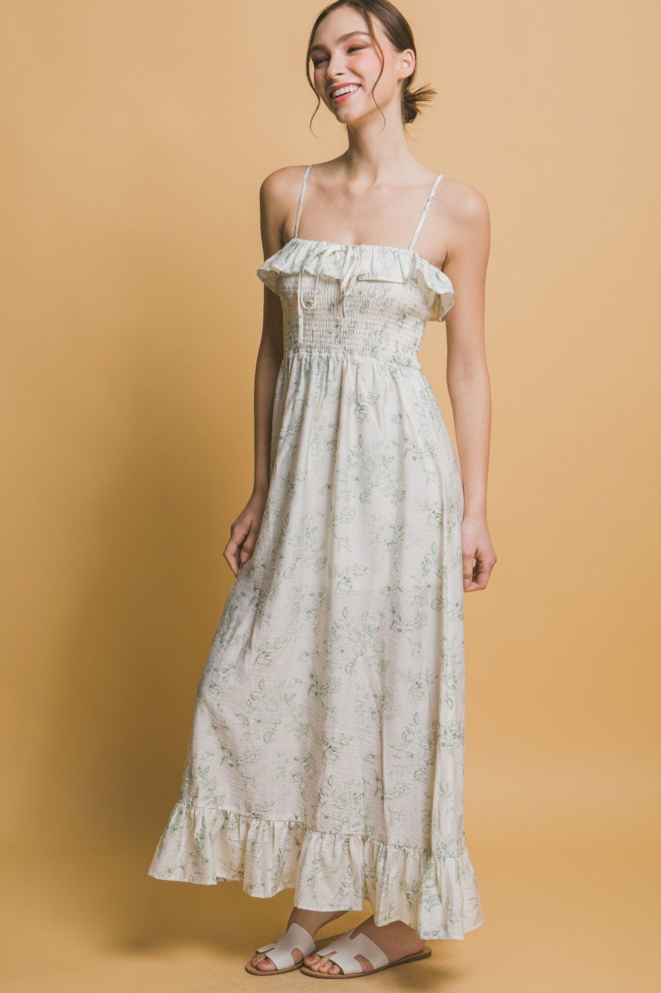 Smocked Floral Maxi Dress - Tigbul's Variety Fashion Shop