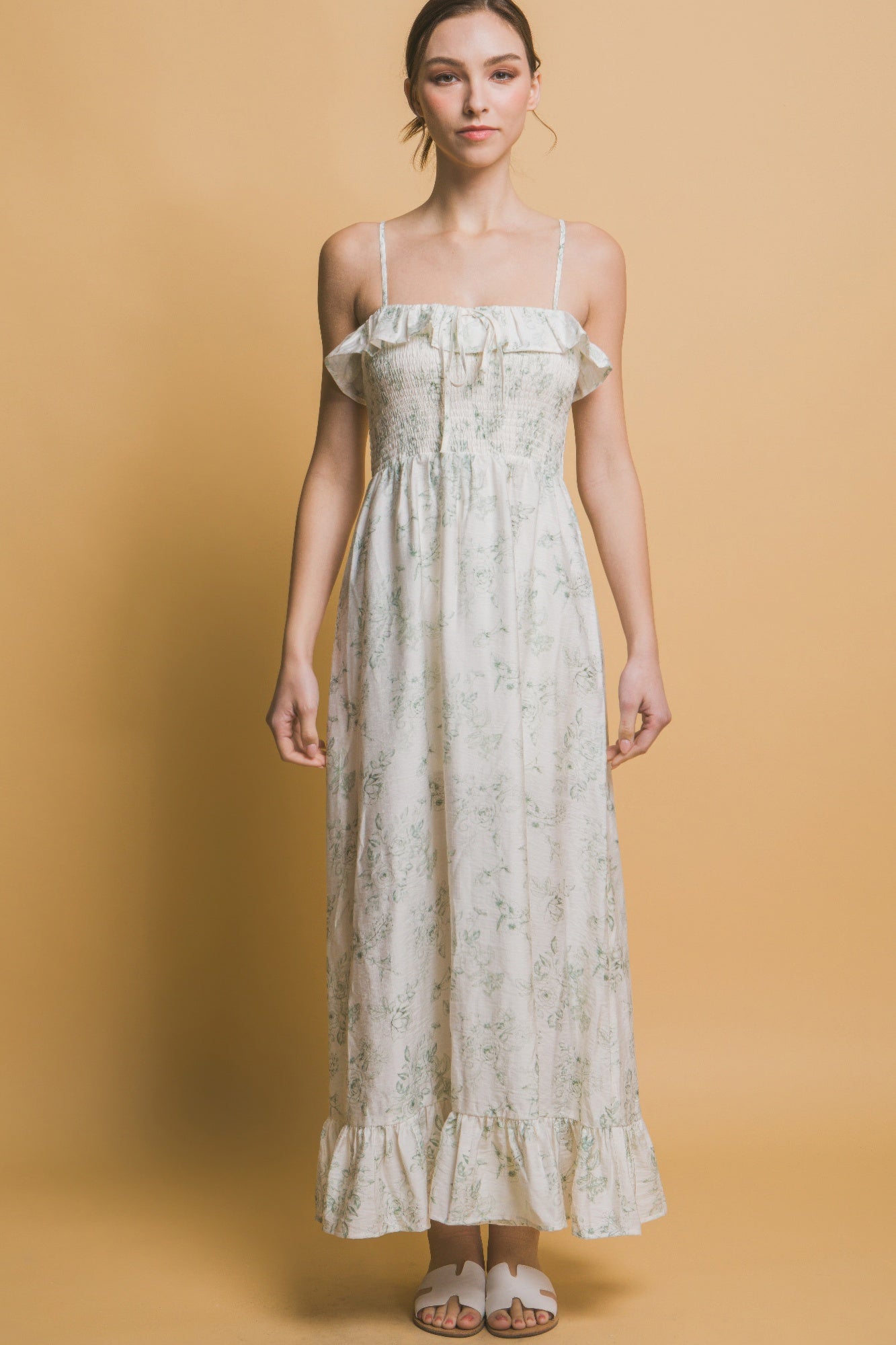 Smocked Floral Maxi Dress - Tigbul's Variety Fashion Shop