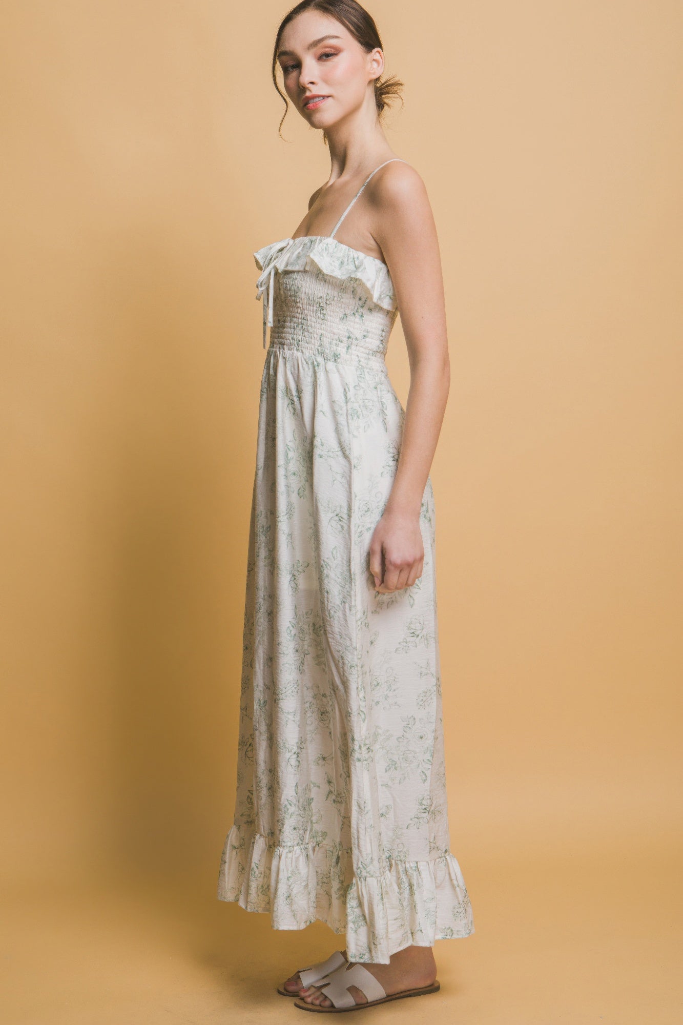 Smocked Floral Maxi Dress - Tigbul's Variety Fashion Shop