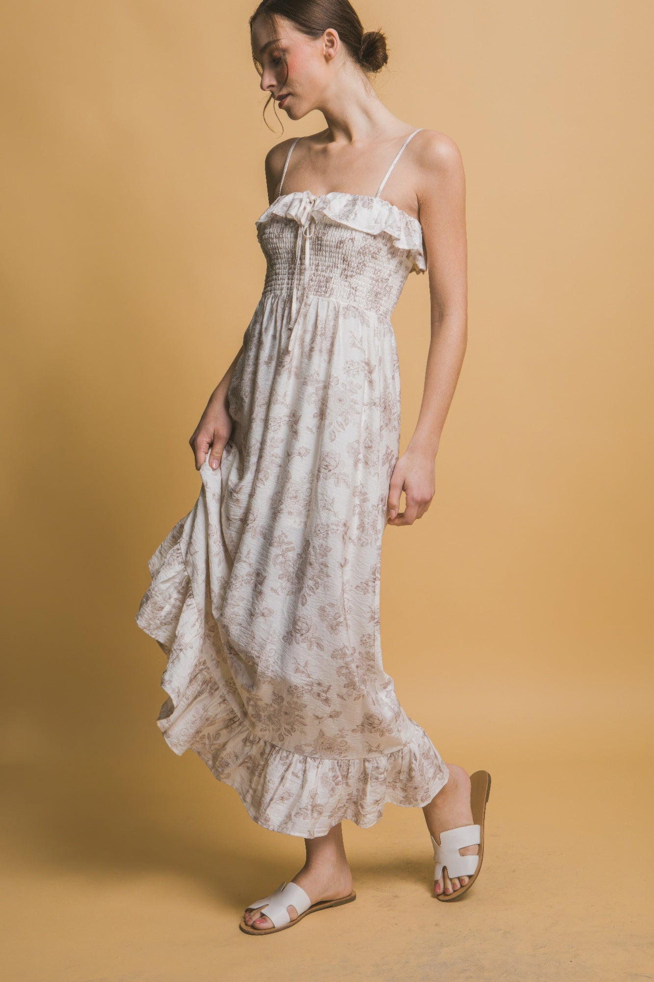 Smocked Floral Maxi Dress - Tigbul's Variety Fashion Shop