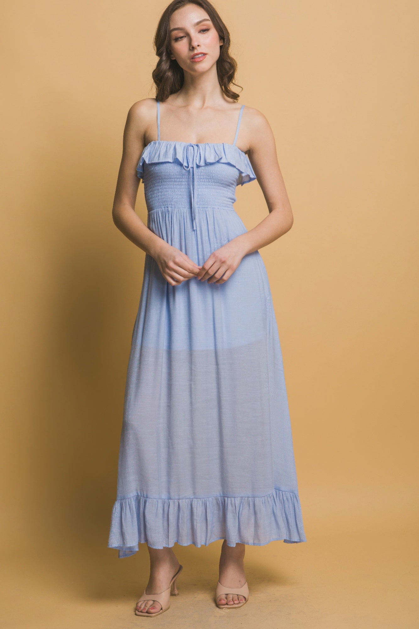 Smocked Ruffle Maxi Dress - Tigbul's Variety Fashion Shop