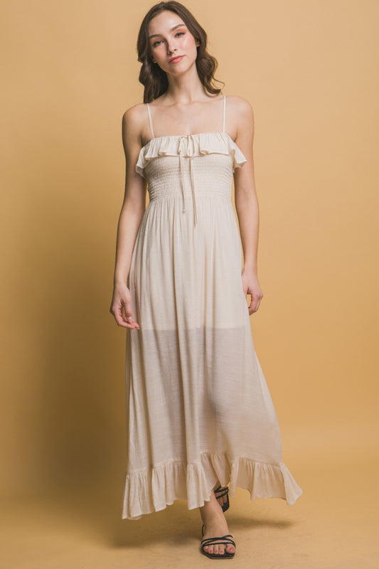 Smocked Ruffle Maxi Dress - Tigbul's Variety Fashion Shop
