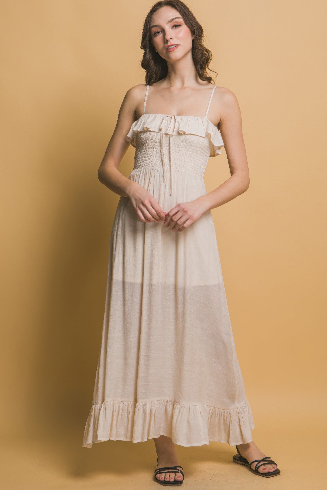 Smocked Ruffle Maxi Dress - Tigbul's Variety Fashion Shop