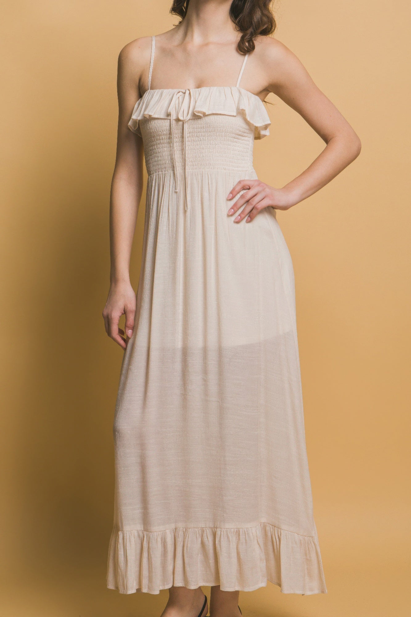 Smocked Ruffle Maxi Dress - Tigbul's Variety Fashion Shop