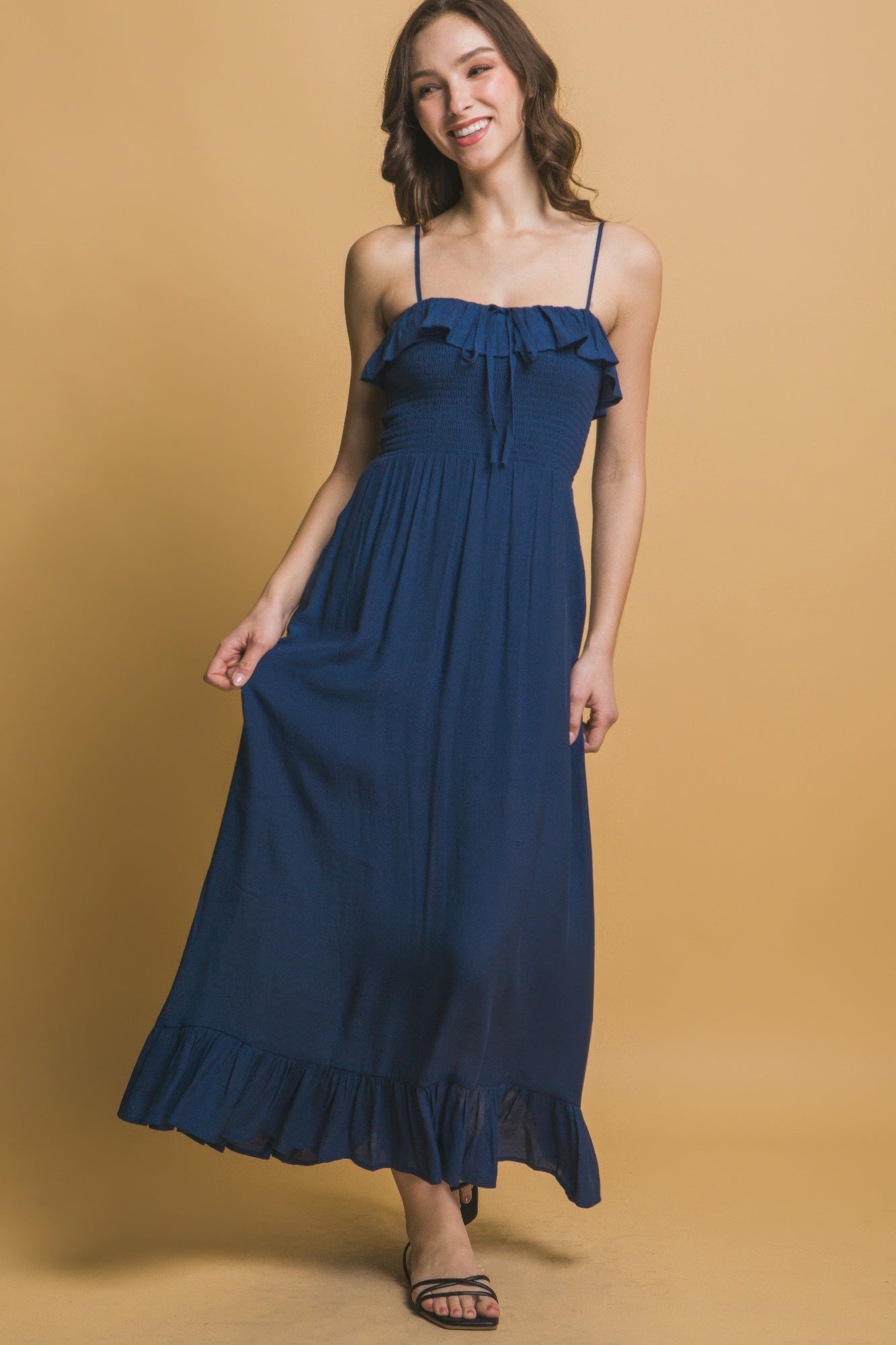 Smocked Ruffle Maxi Dress - Tigbul's Variety Fashion Shop