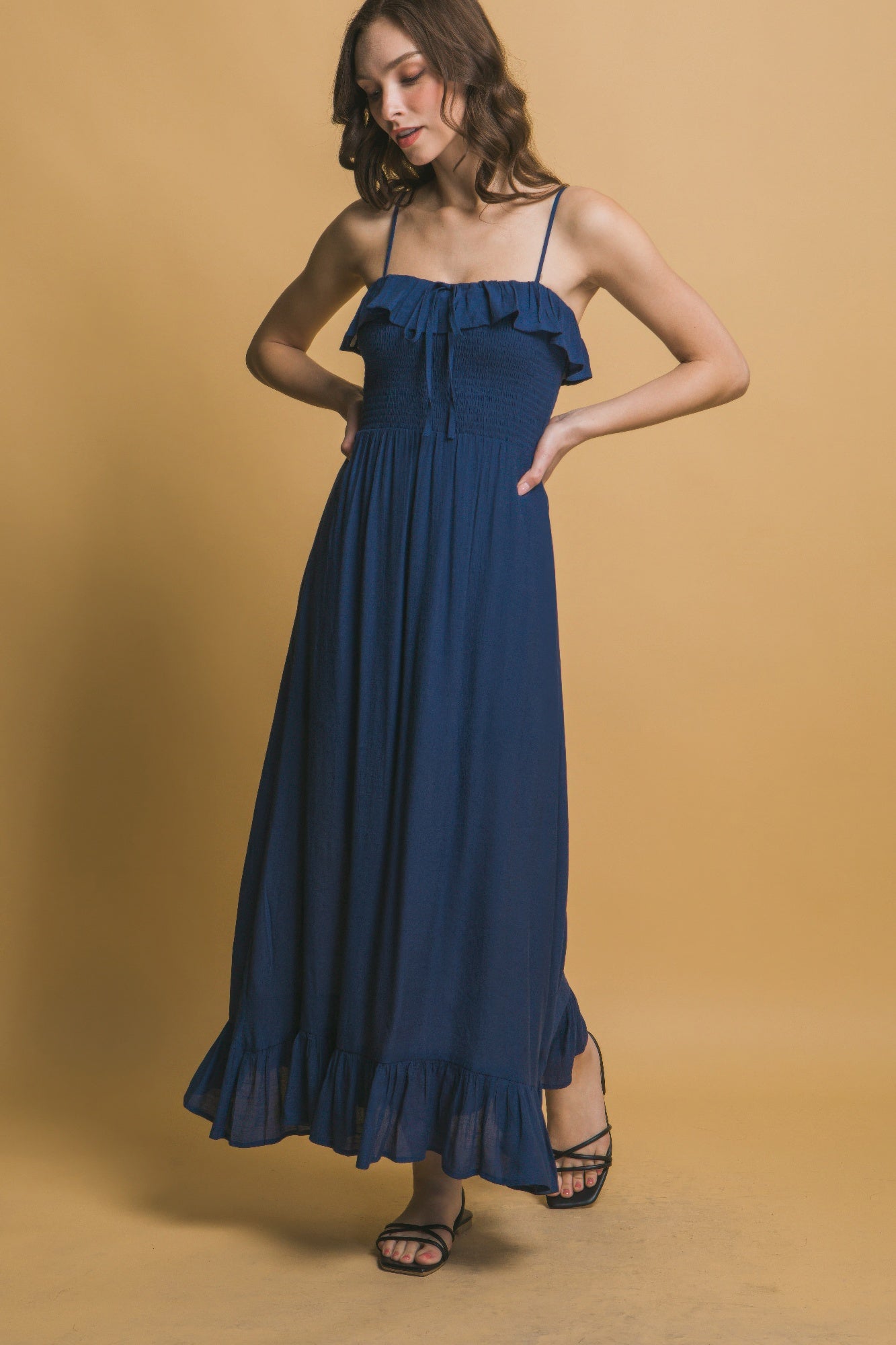 Smocked Ruffle Maxi Dress - Tigbul's Variety Fashion Shop