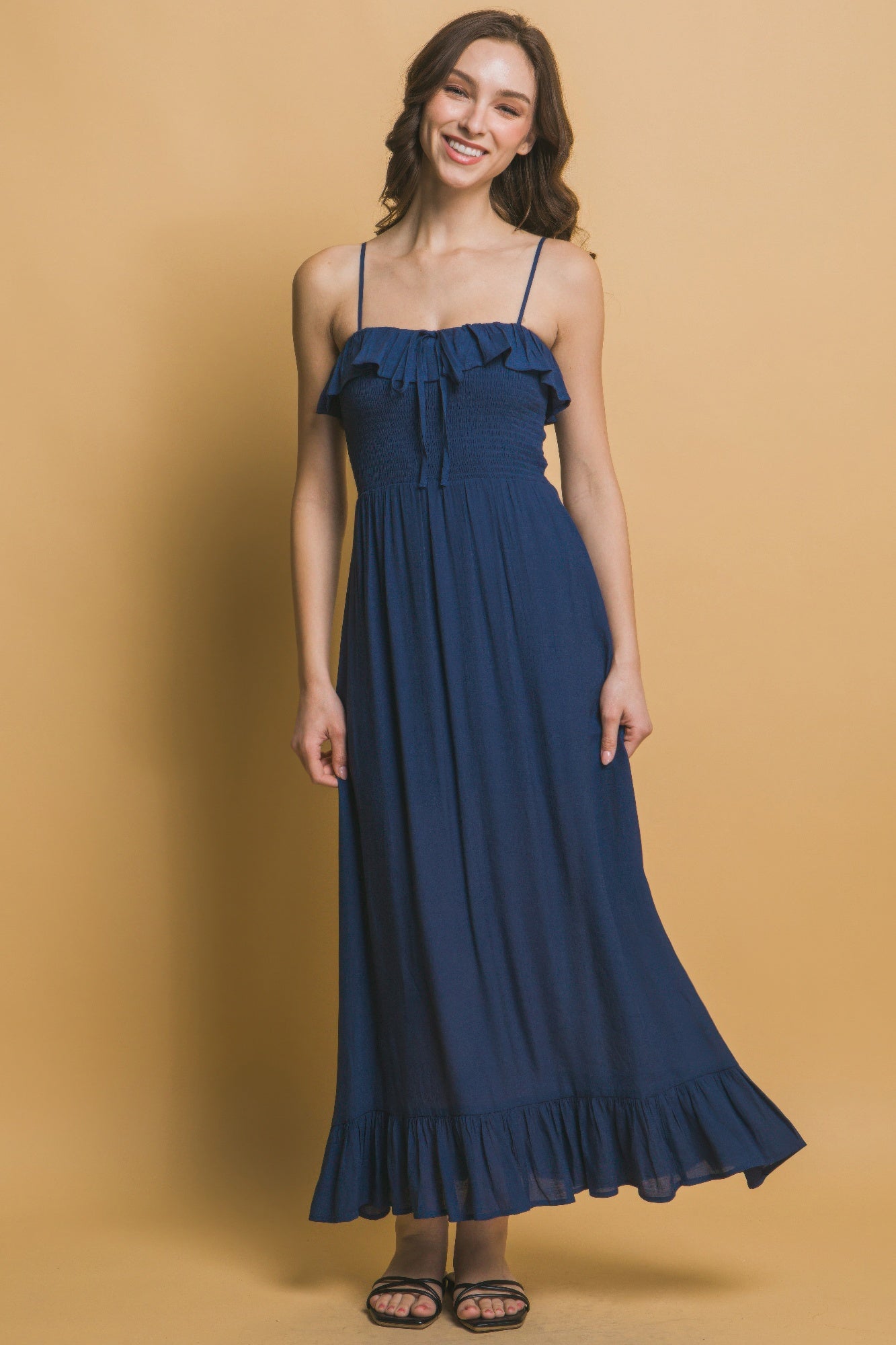 Smocked Ruffle Maxi Dress - Tigbul's Variety Fashion Shop