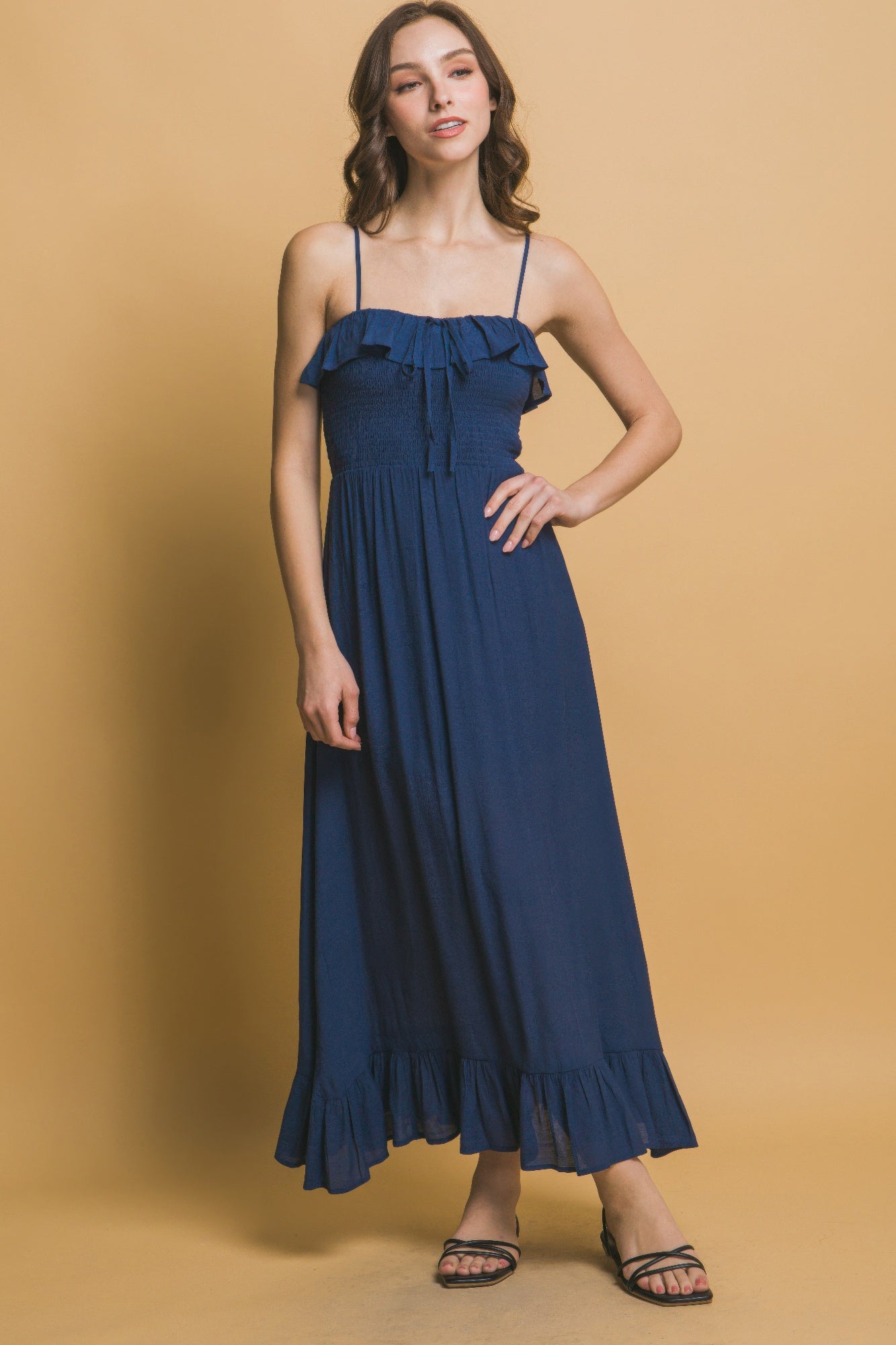 Smocked Ruffle Maxi Dress - Tigbul's Variety Fashion Shop