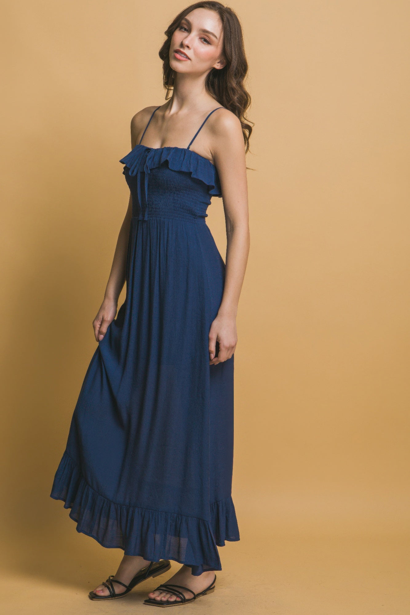 Smocked Ruffle Maxi Dress - Tigbul's Variety Fashion Shop