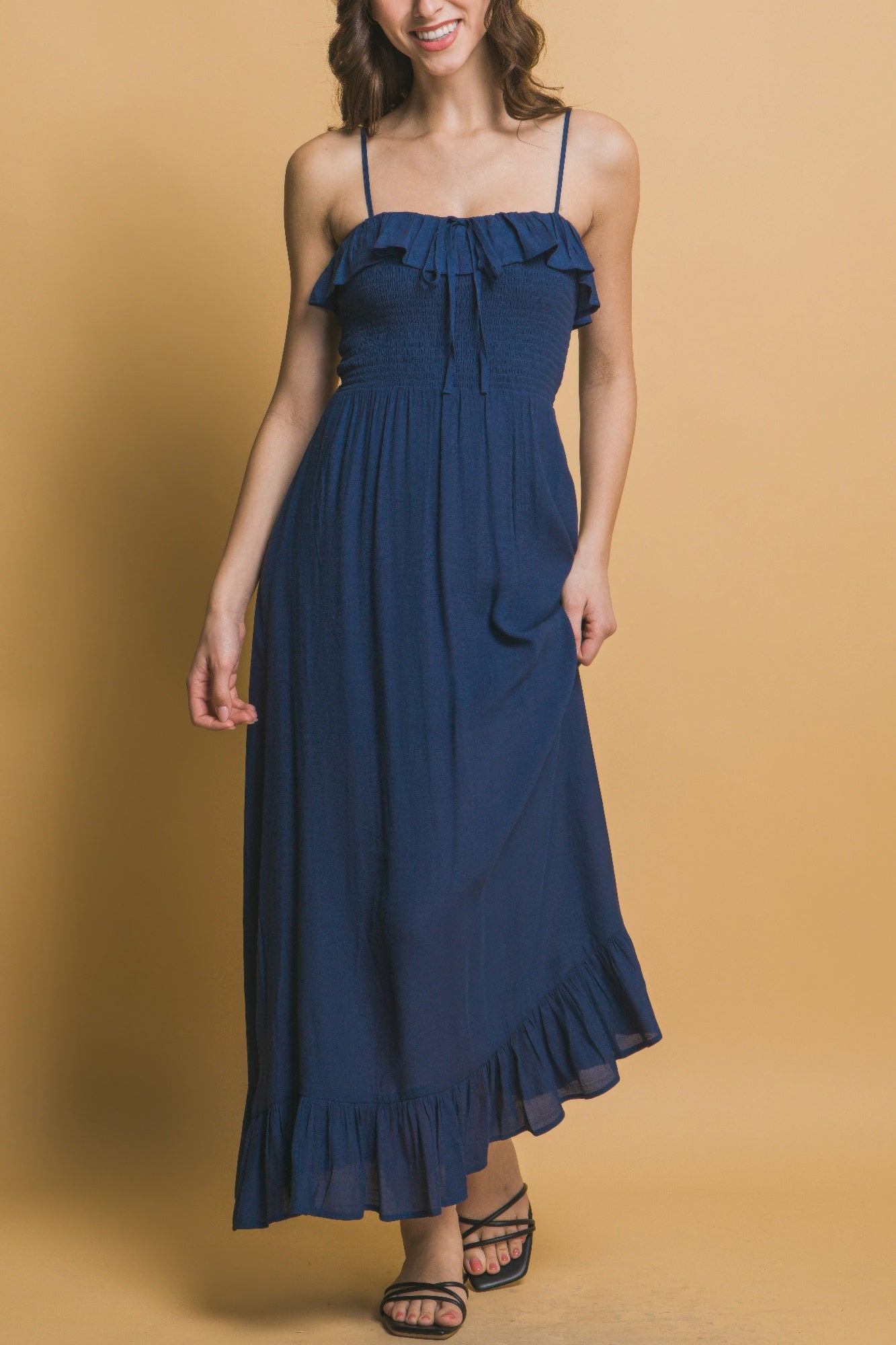 Smocked Ruffle Maxi Dress - Tigbul's Variety Fashion Shop