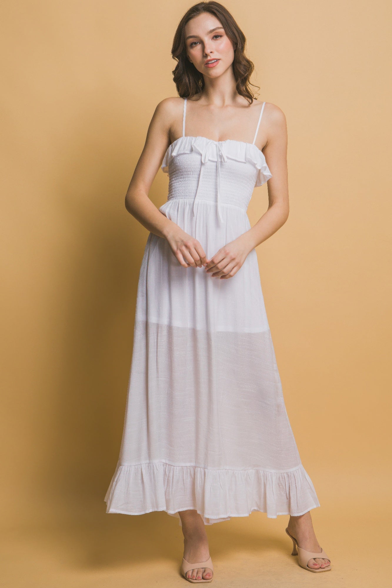 Smocked Ruffle Maxi Dress - Tigbul's Variety Fashion Shop