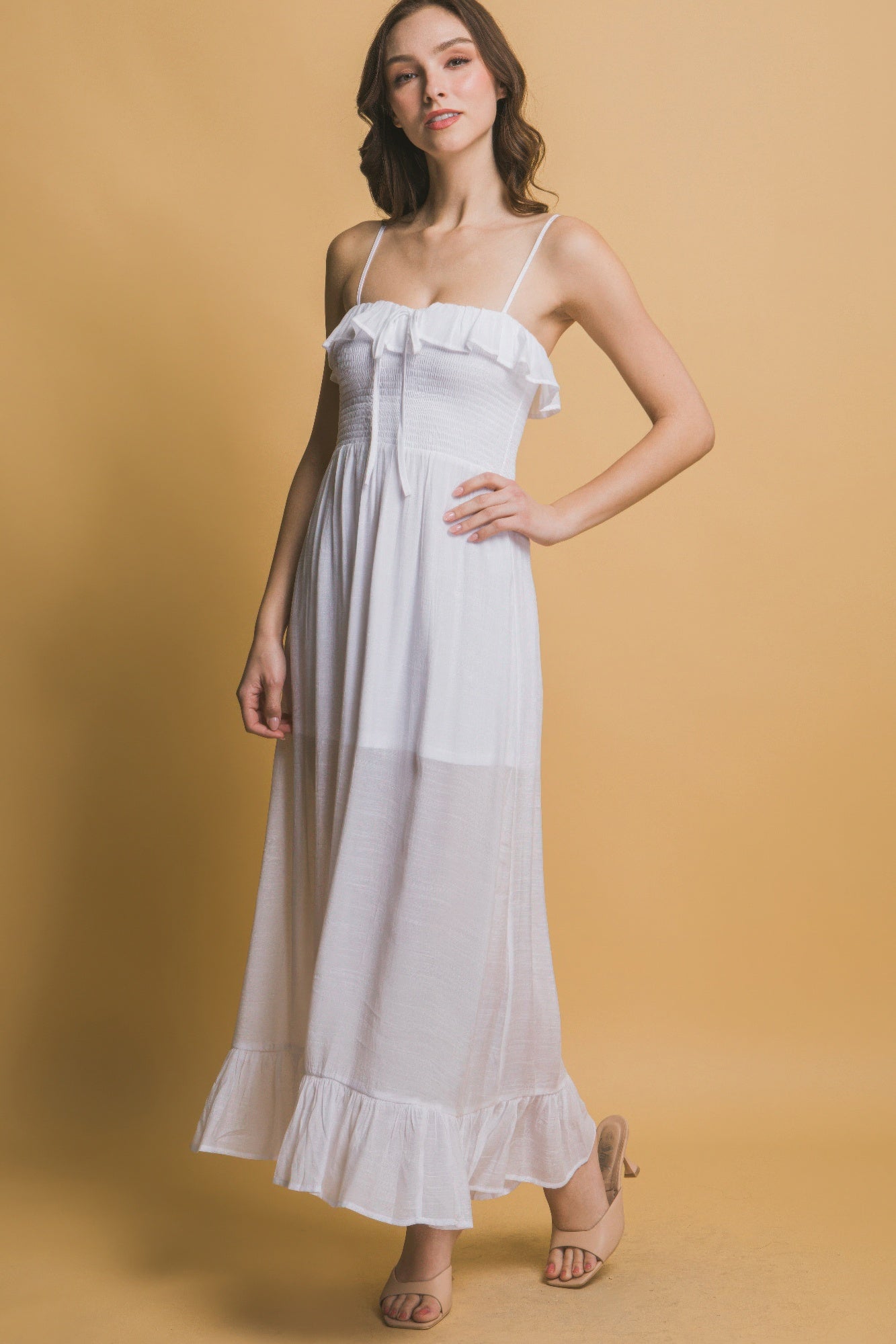 Smocked Ruffle Maxi Dress - Tigbul's Variety Fashion Shop