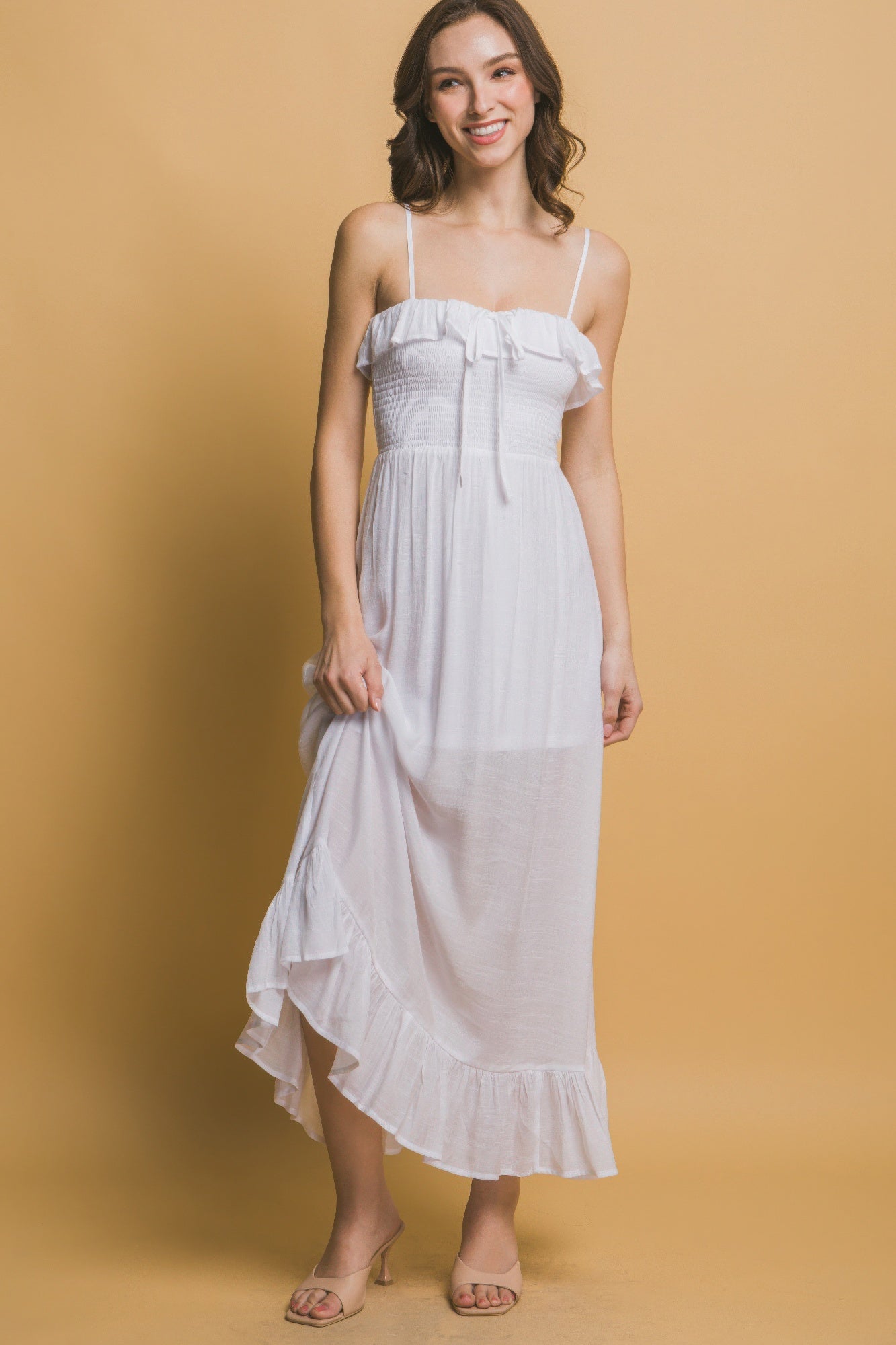 Smocked Ruffle Maxi Dress - Tigbul's Variety Fashion Shop