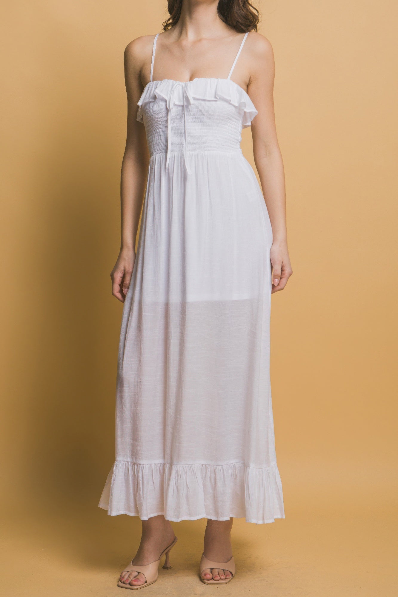 Smocked Ruffle Maxi Dress - Tigbul's Variety Fashion Shop
