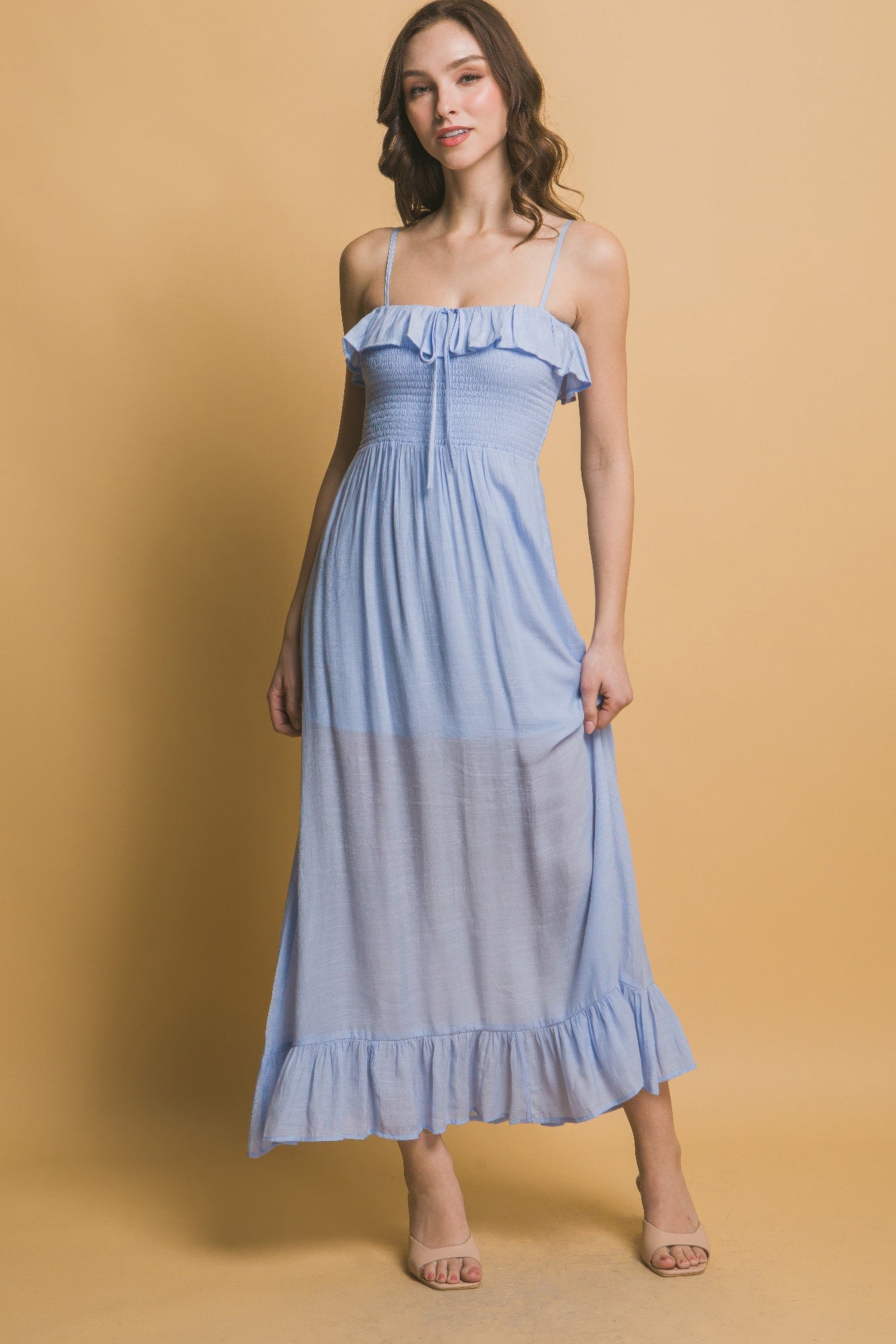 Smocked Ruffle Maxi Dress - Tigbul's Variety Fashion Shop