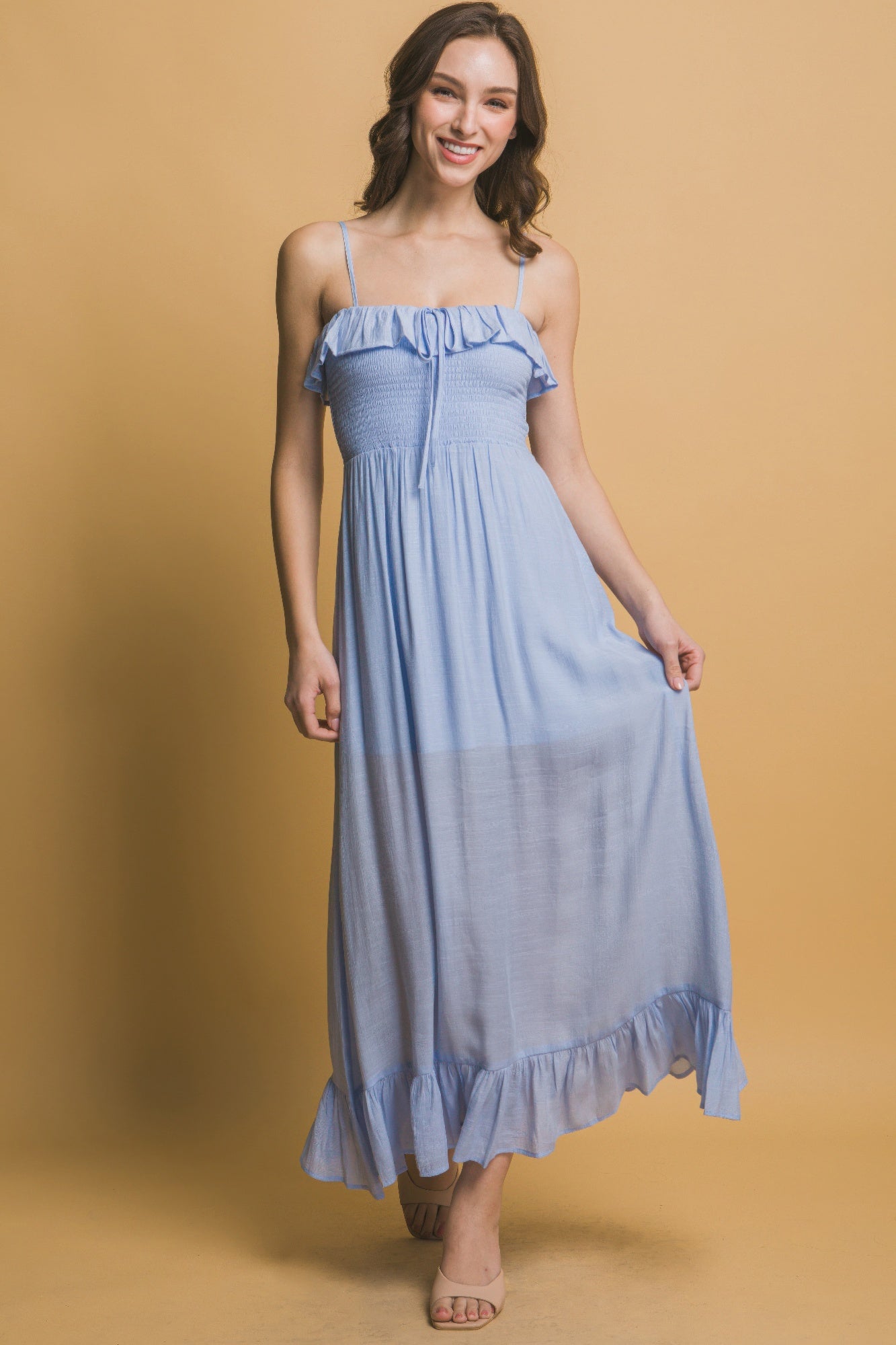 Smocked Ruffle Maxi Dress - Tigbul's Variety Fashion Shop