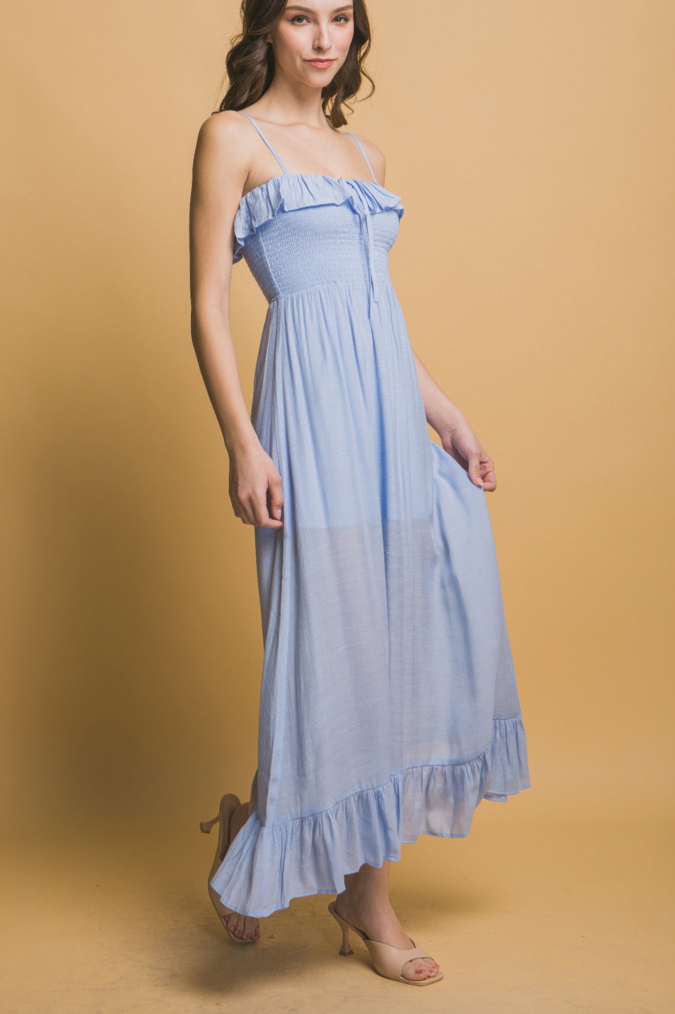 Smocked Ruffle Maxi Dress - Tigbul's Variety Fashion Shop
