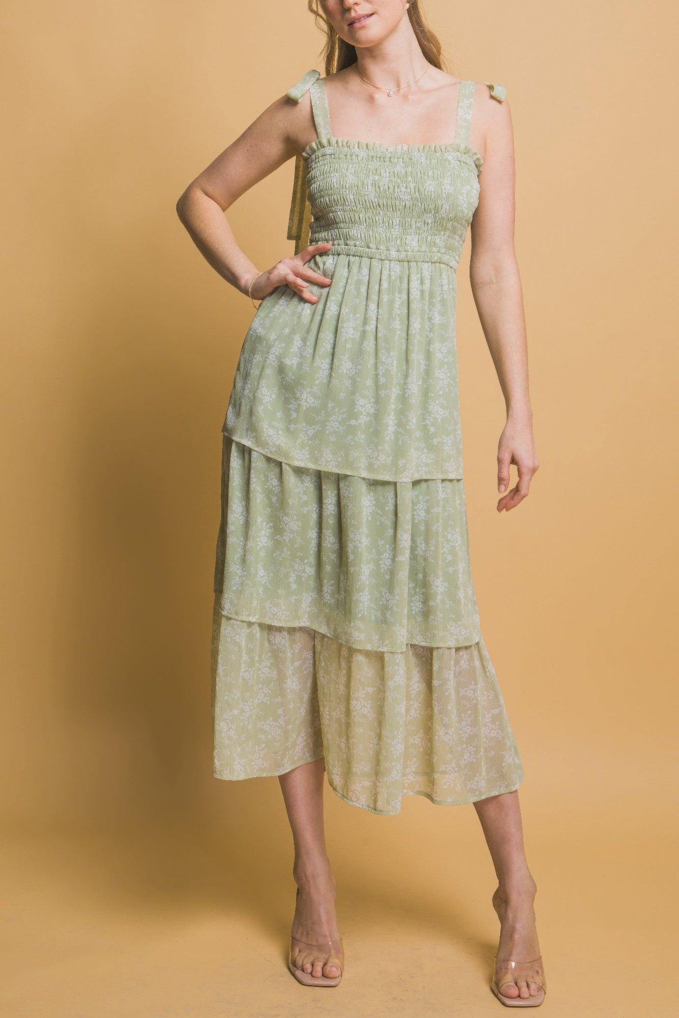 Tiered Midi Floral Dress - Tigbul's Variety Fashion Shop