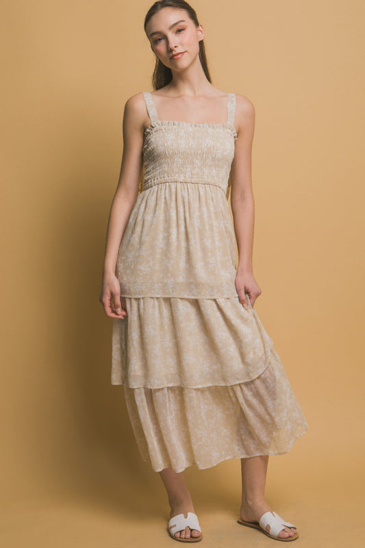 Tiered Midi Floral Dress - Tigbul's Variety Fashion Shop