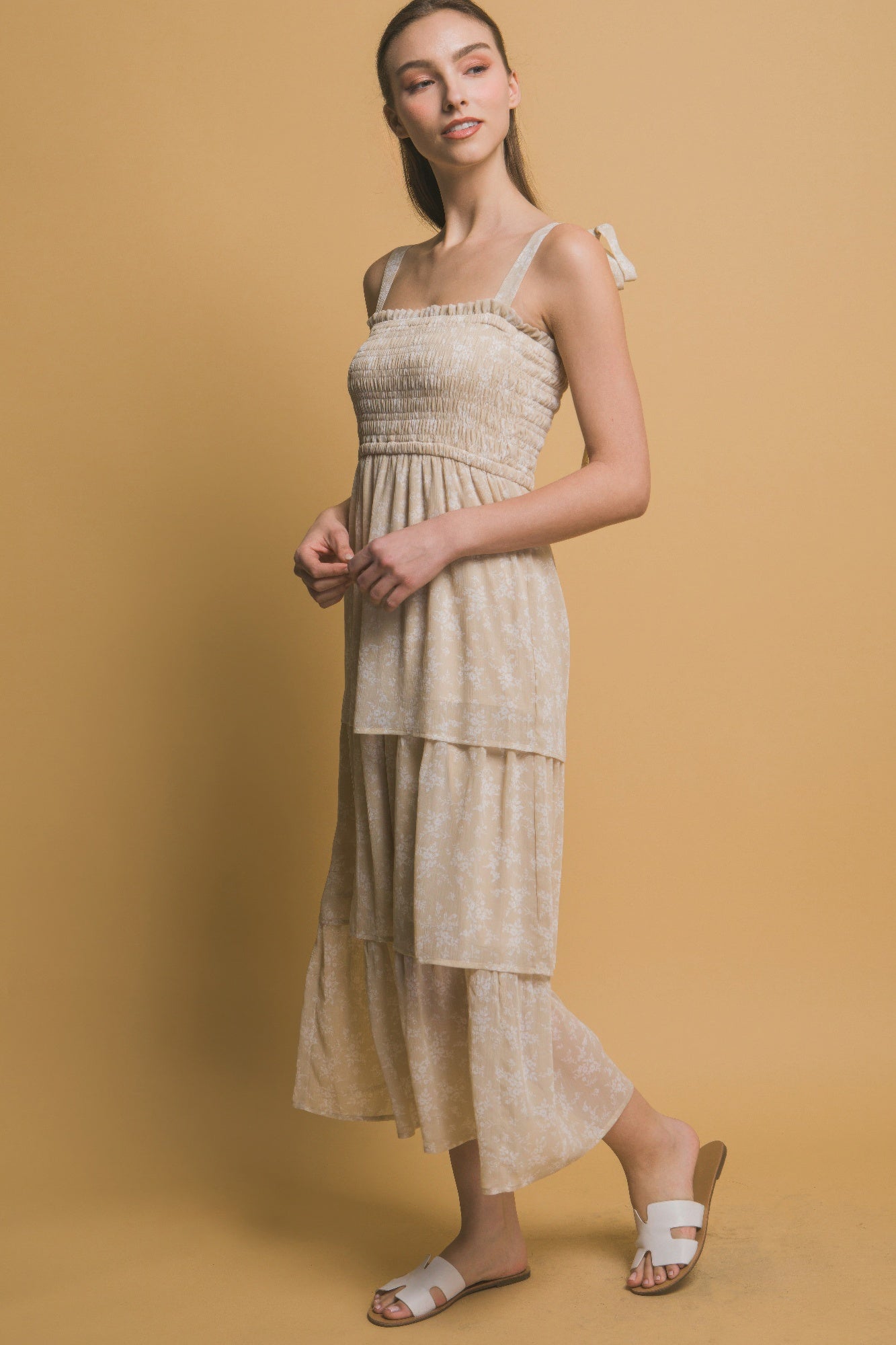 Tiered Midi Floral Dress - Tigbul's Variety Fashion Shop