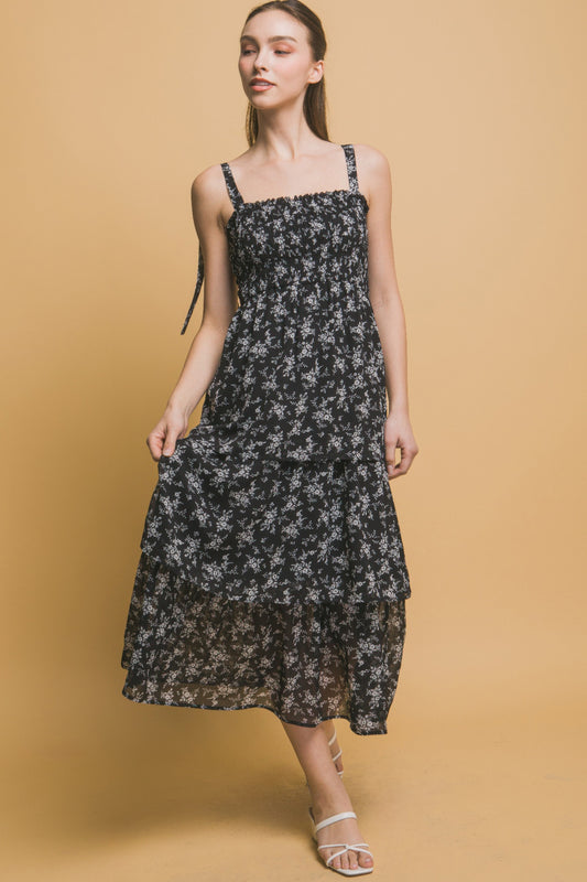 Tiered Midi Floral Dress - Tigbul's Variety Fashion Shop