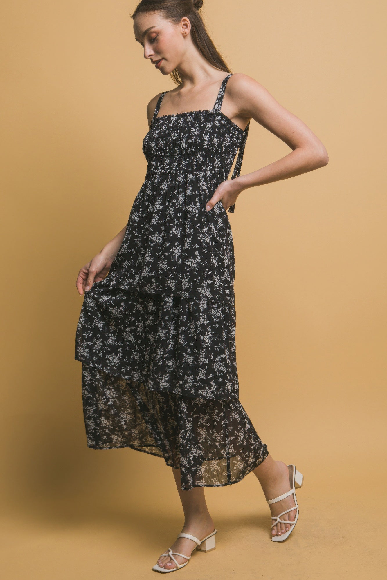 Tiered Midi Floral Dress - Tigbul's Variety Fashion Shop