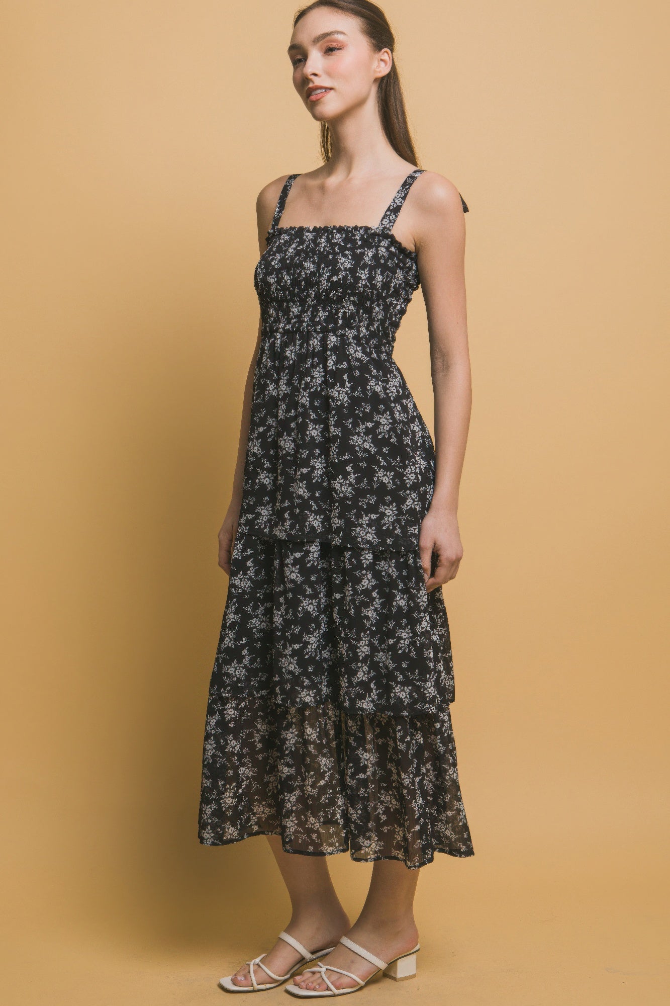 Tiered Midi Floral Dress - Tigbul's Variety Fashion Shop