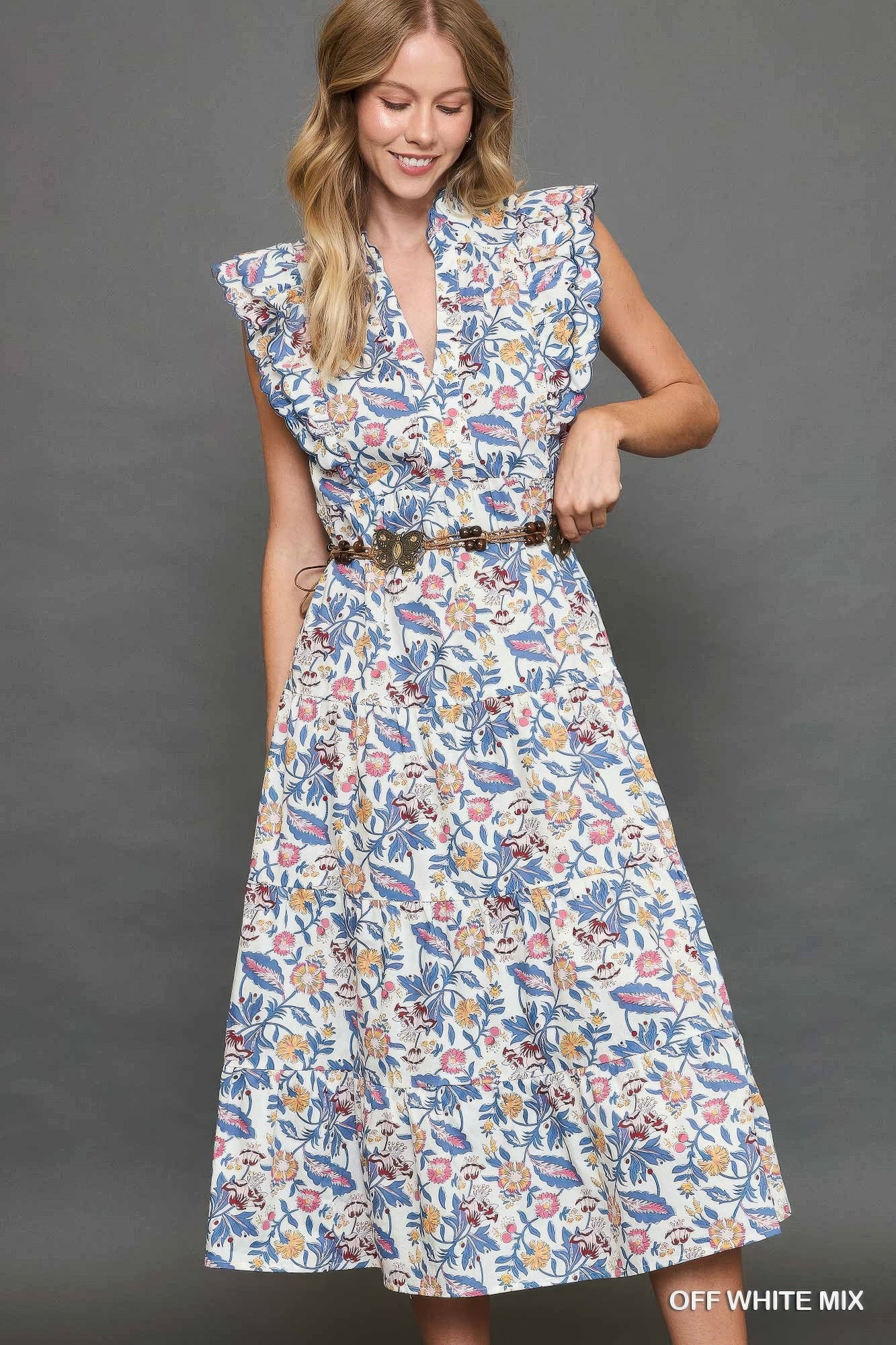 Floral Garden Print Tiered Maxi Dress - Tigbul's Variety Fashion Shop