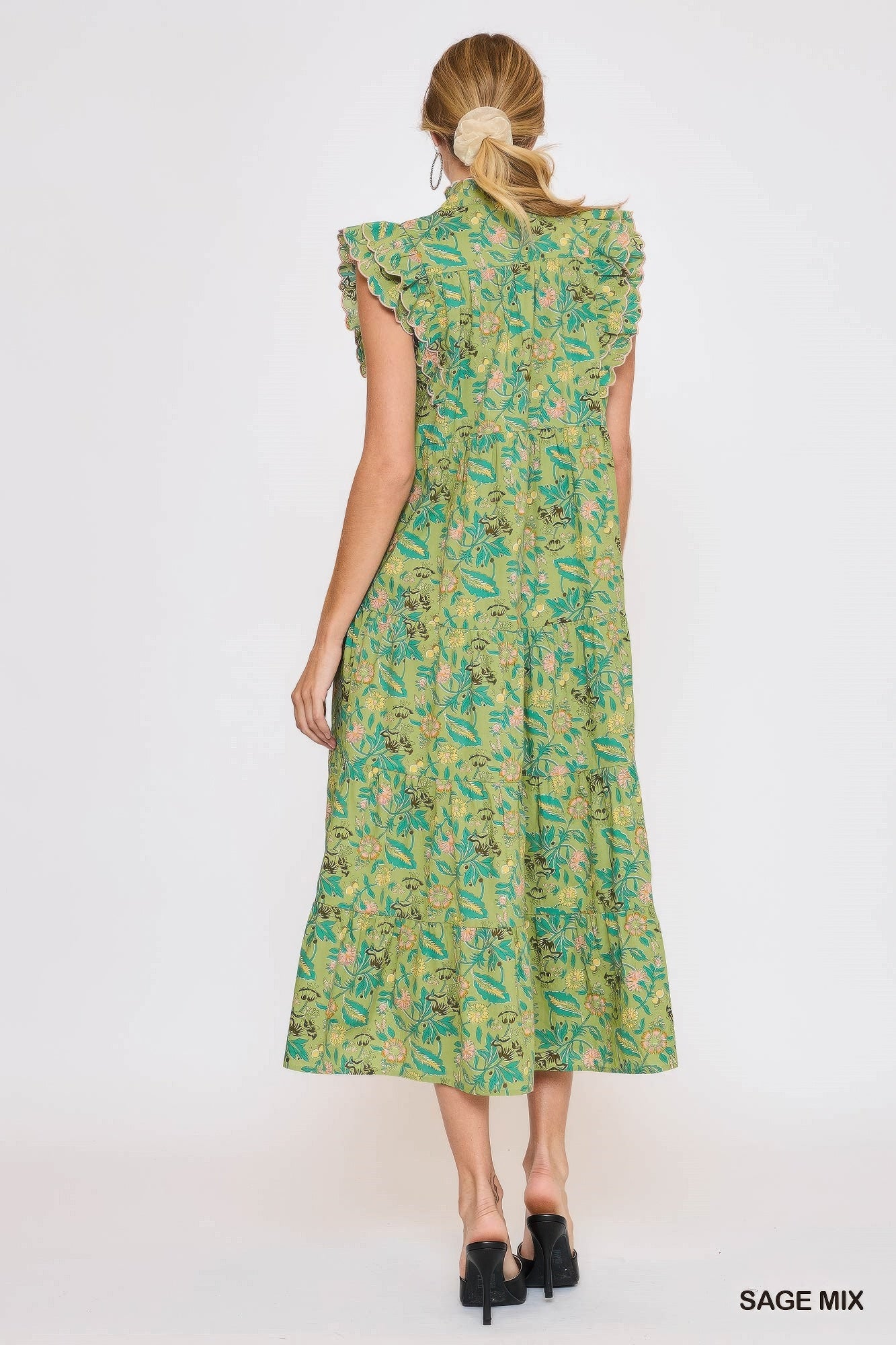 Floral Garden Print Tiered Maxi Dress - Tigbul's Variety Fashion Shop