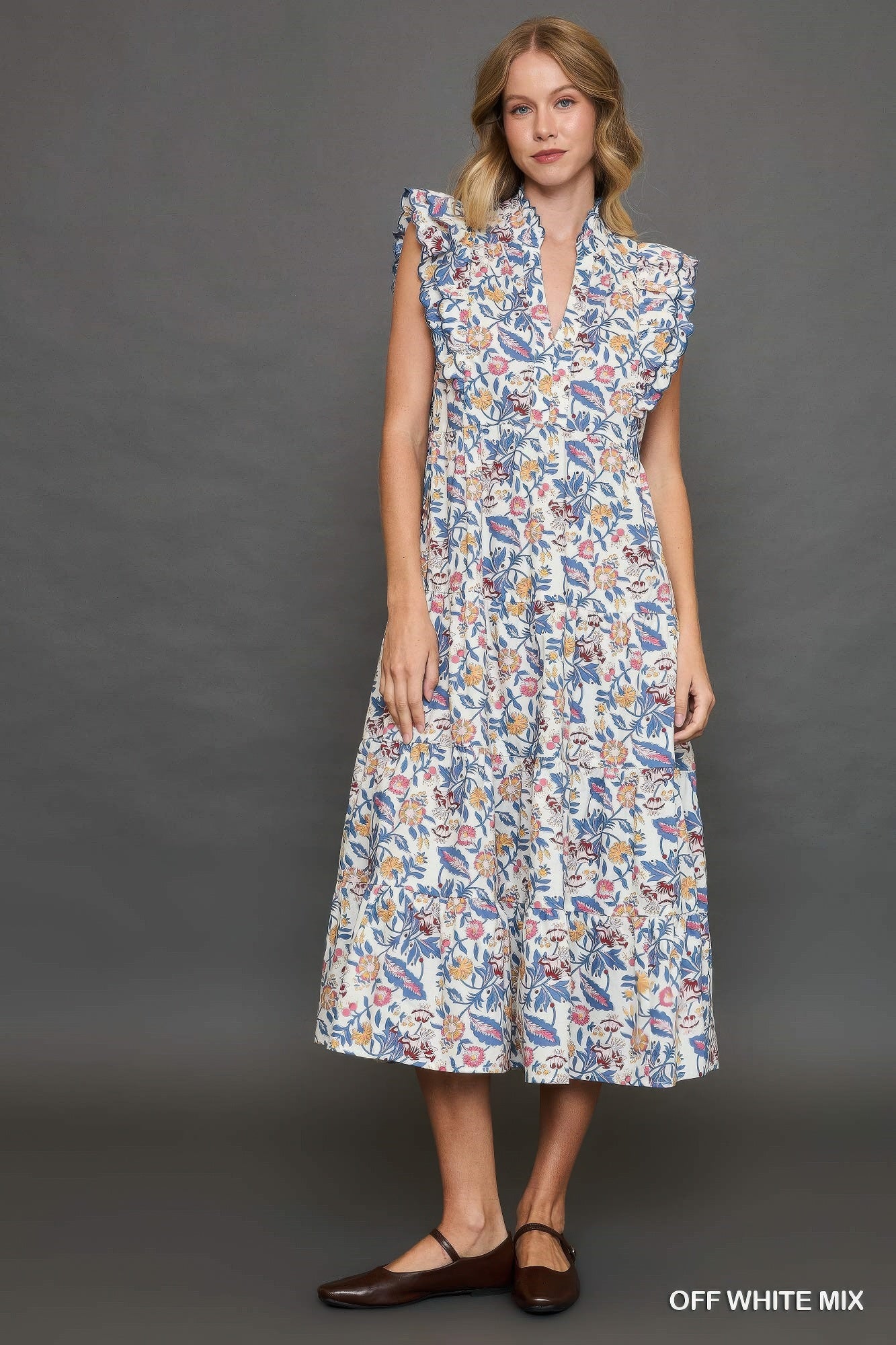 Floral Garden Print Tiered Maxi Dress - Tigbul's Variety Fashion Shop