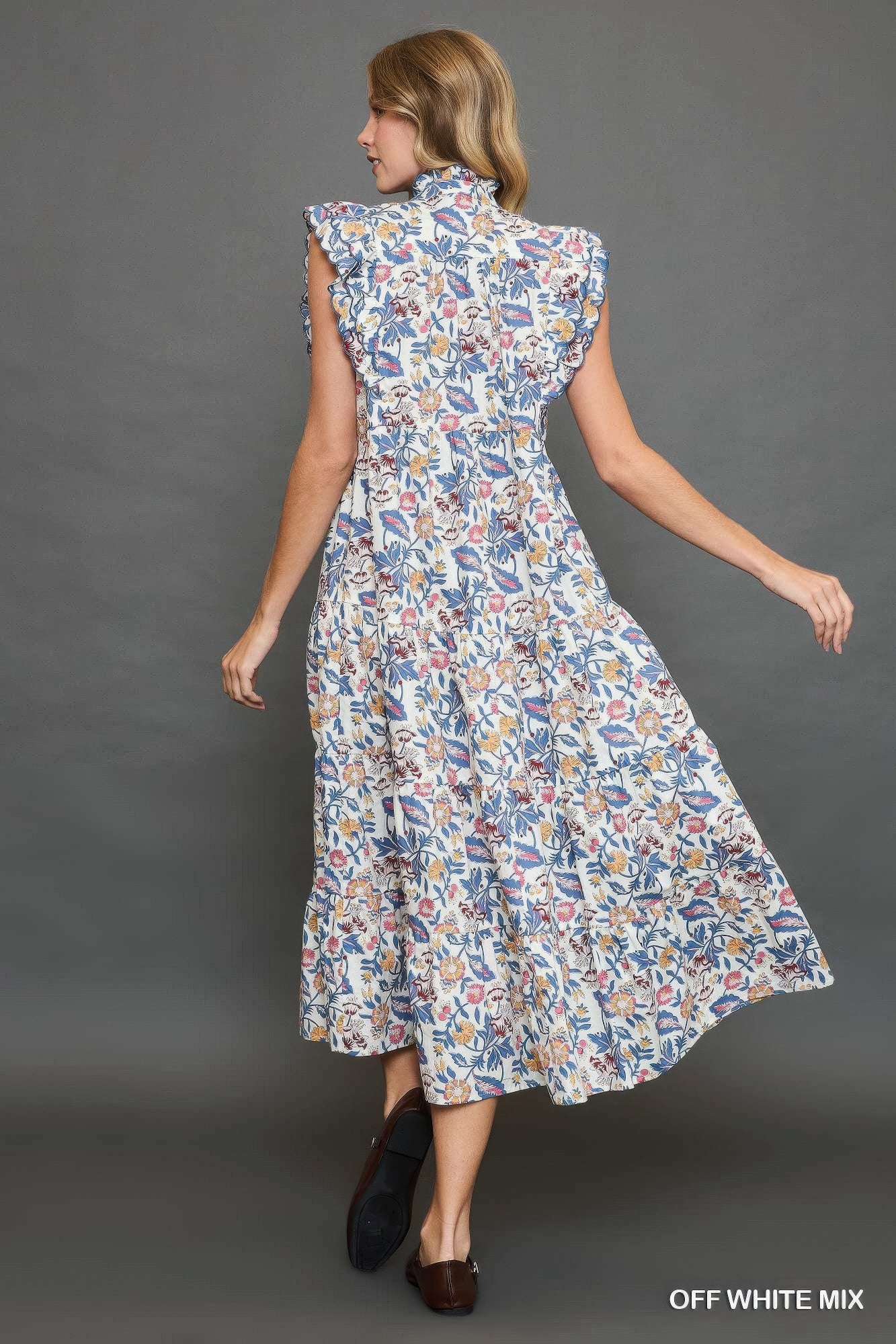 Floral Garden Print Tiered Maxi Dress - Tigbul's Variety Fashion Shop