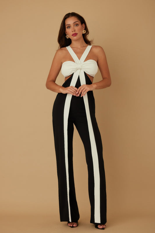 X Ribbon Open Jumpsuit - Tigbul's Variety Fashion Shop