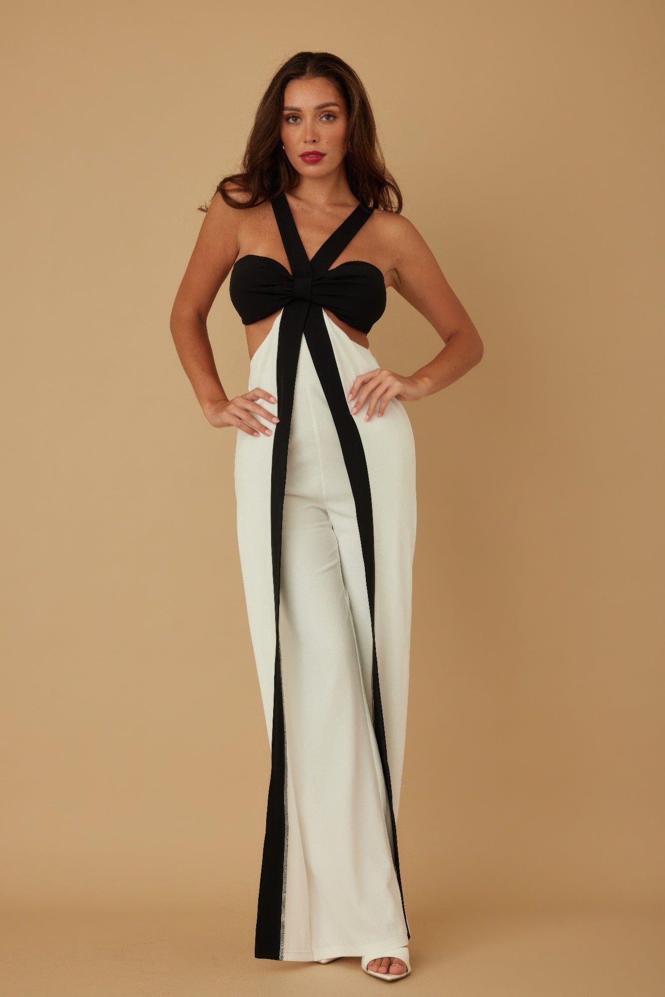 X Ribbon Open Jumpsuit - Tigbul's Variety Fashion Shop