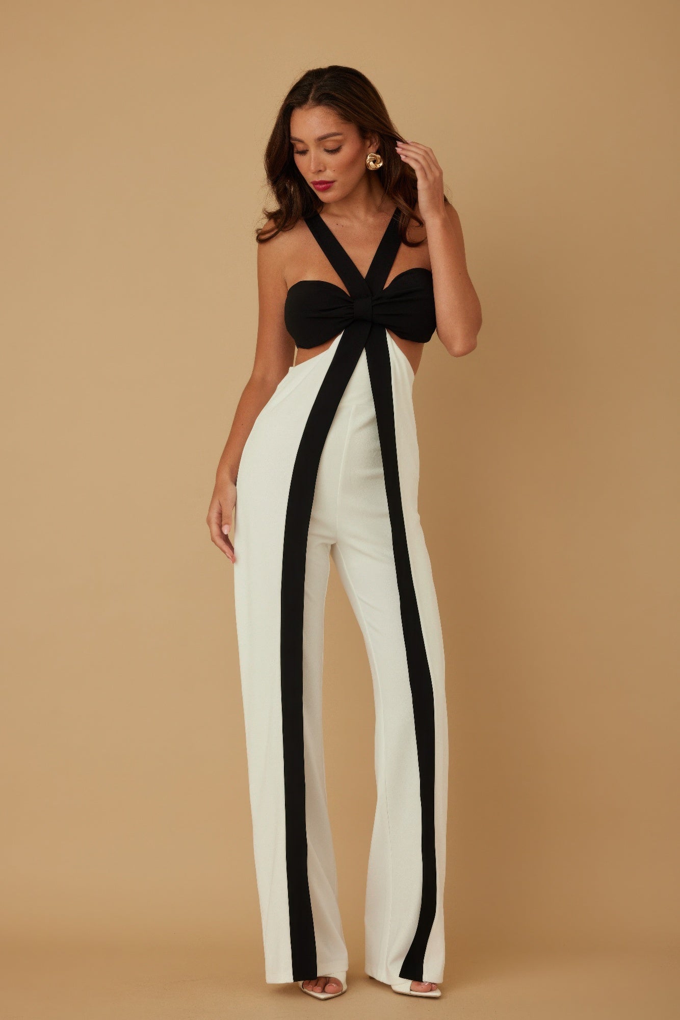X Ribbon Open Jumpsuit - Tigbul's Variety Fashion Shop
