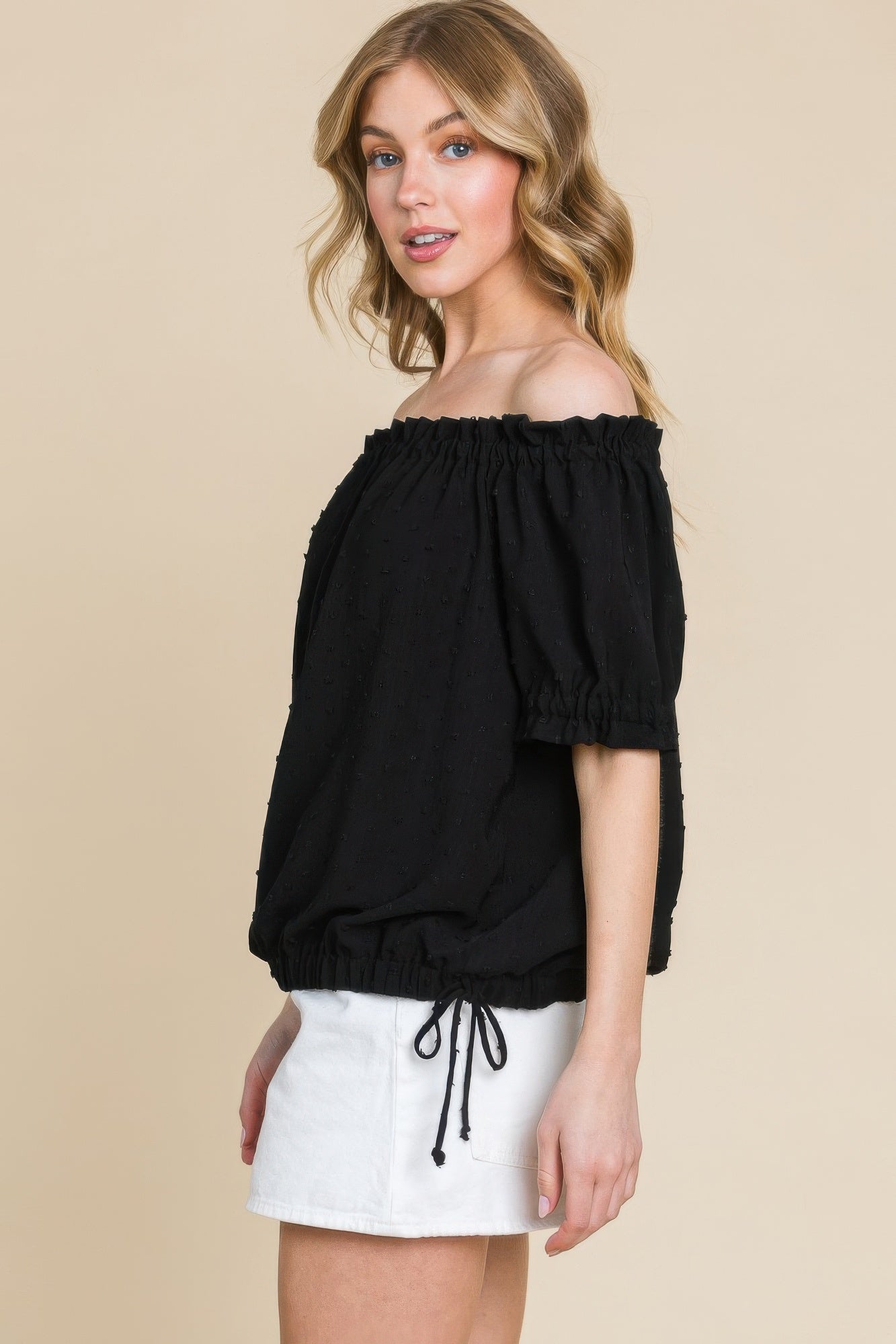 Airflow Dot Off-shoulder Fashion Top - Tigbul's Variety Fashion Shop