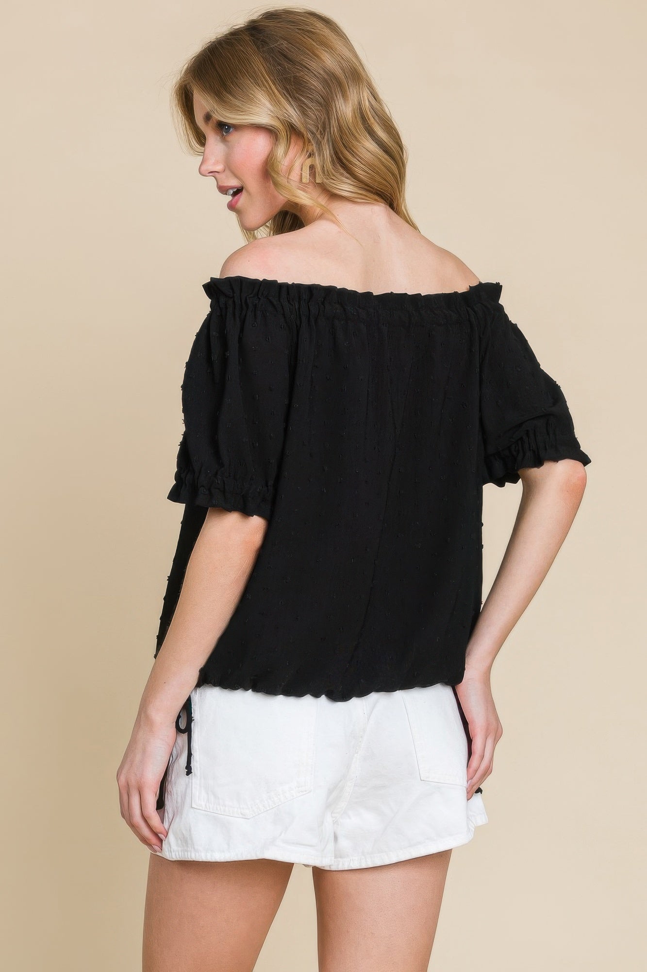 Airflow Dot Off-shoulder Fashion Top - Tigbul's Variety Fashion Shop