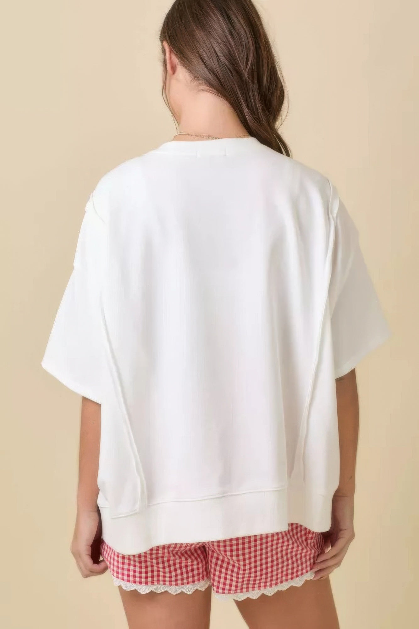 Boxy Wide Top With American Flag Patchwork - Tigbul's Variety Fashion Shop