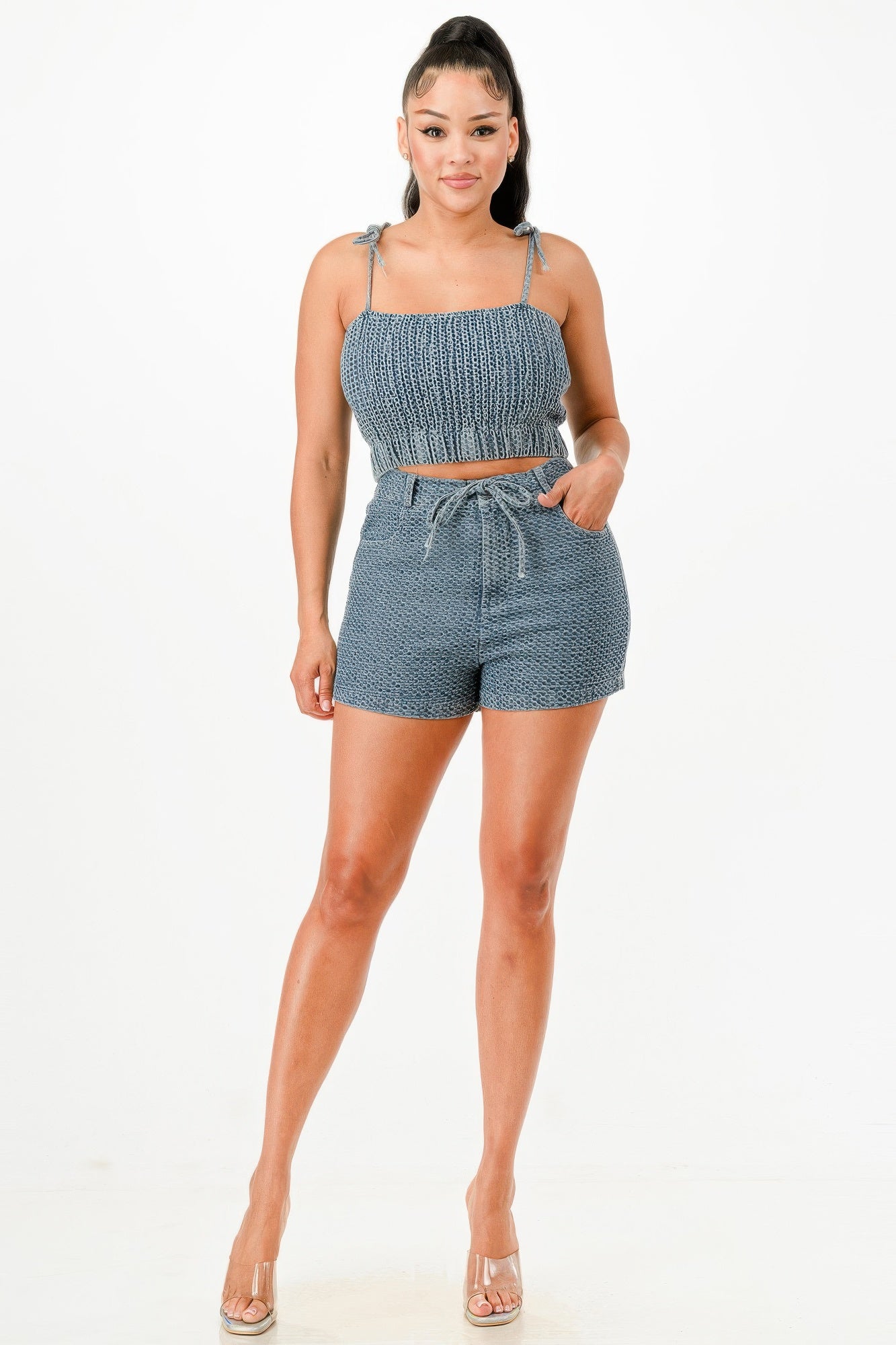 Denim Tank Top And Matching Short Set - Tigbul's Variety Fashion Shop