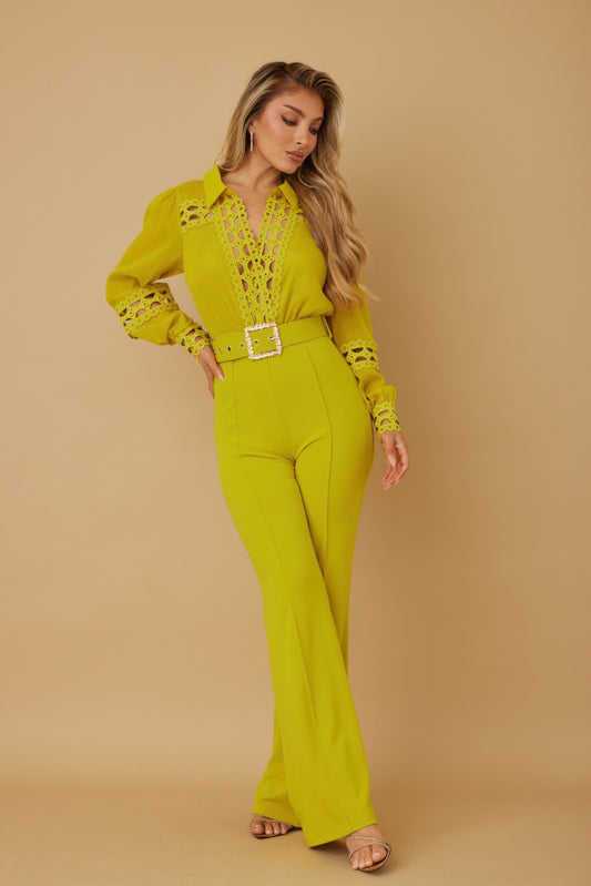 Crochet Detailed Woven Top Fashon Jumpsuit - Tigbul's Variety Fashion Shop