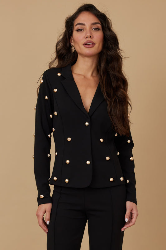 Stud Detailed Fashion Jacket - Tigbul's Variety Fashion Shop