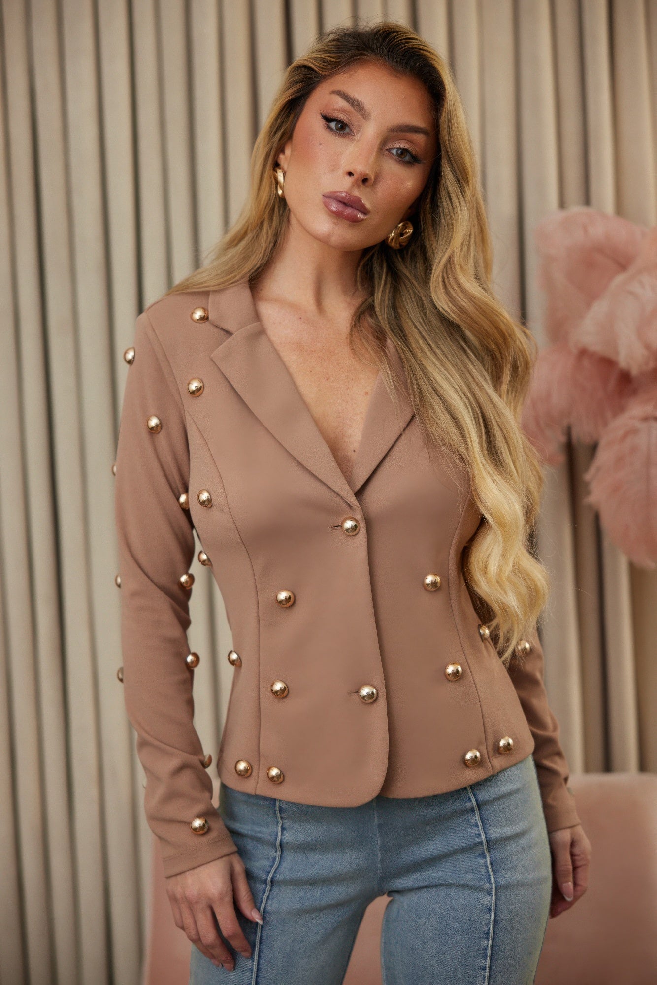 Stud Detailed Fashion Jacket - Tigbul's Variety Fashion Shop