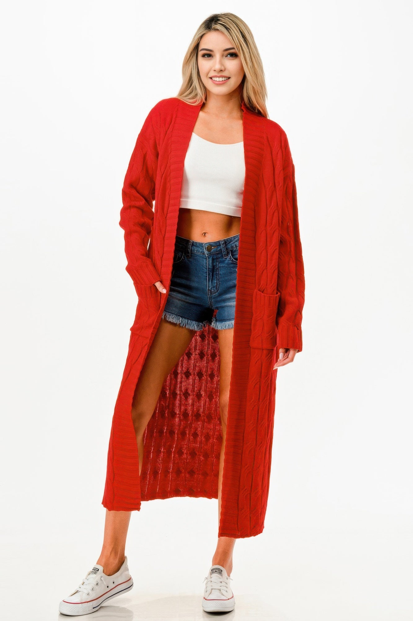 Cable Sweater Long Cardigan - Tigbul's Variety Fashion Shop