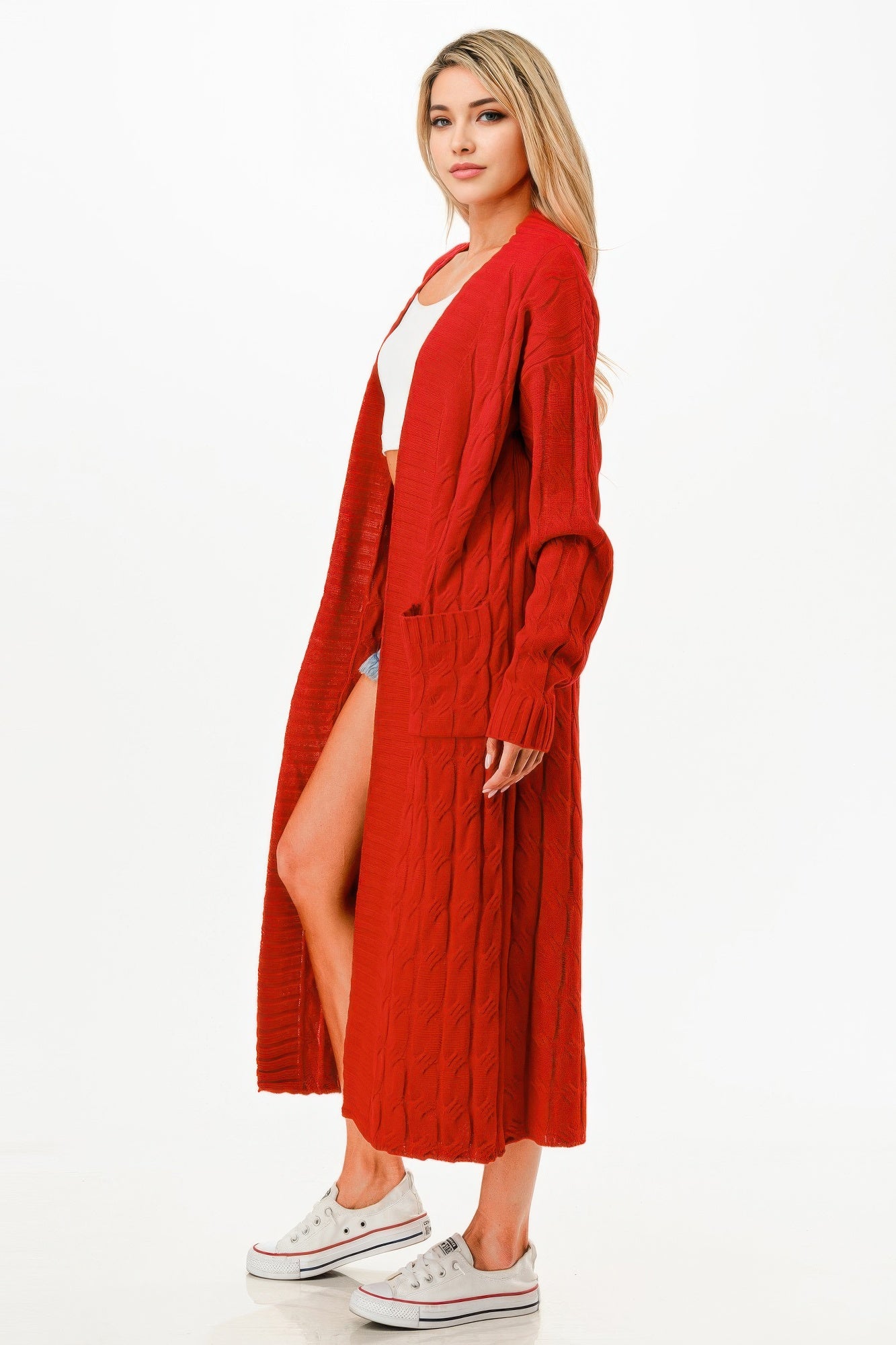 Cable Sweater Long Cardigan - Tigbul's Variety Fashion Shop