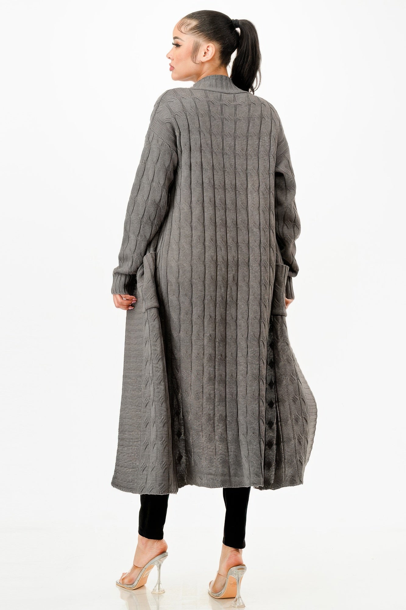 Cable Sweater Long Cardigan - Tigbul's Variety Fashion Shop