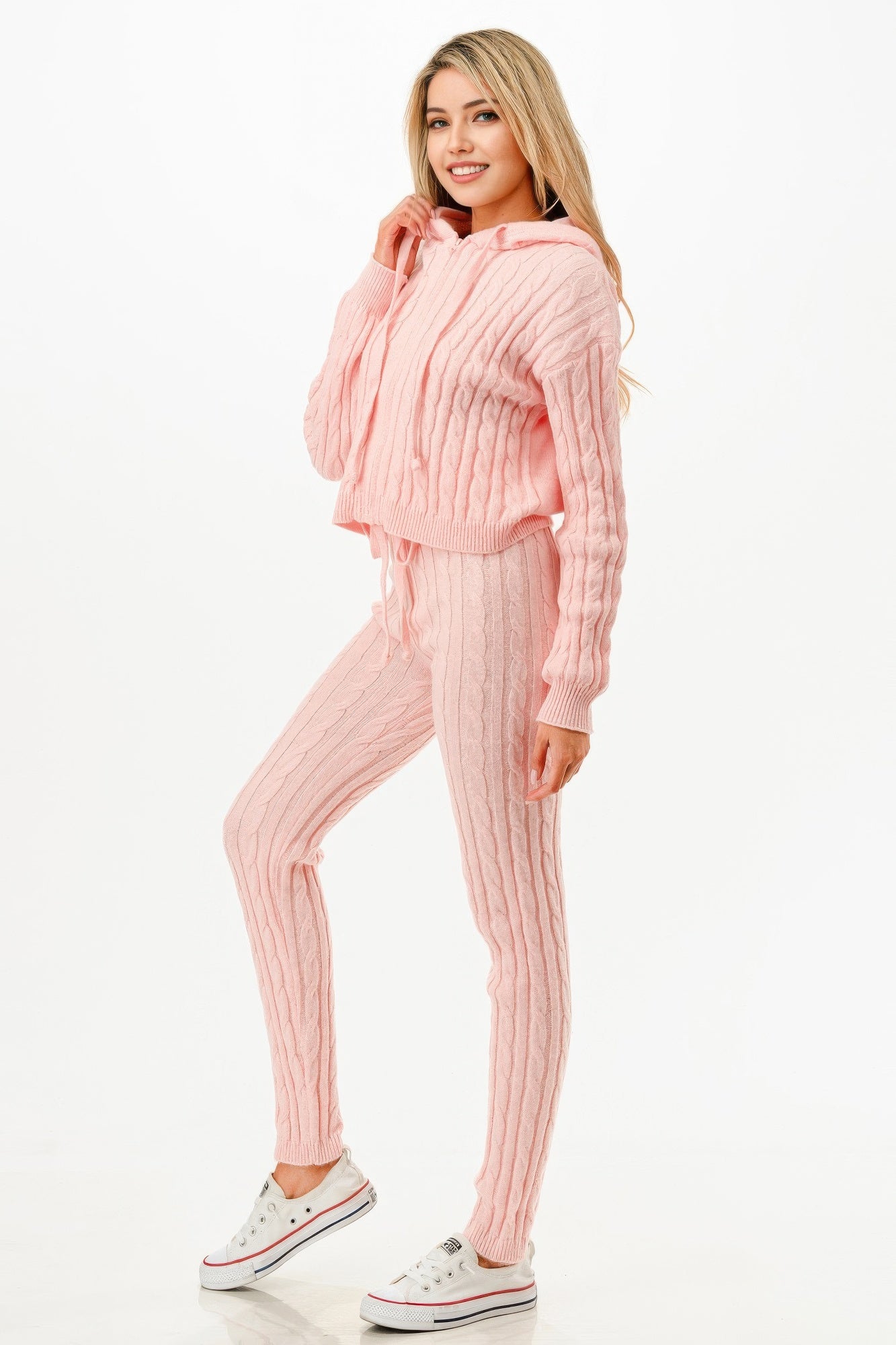 Cable Hoodie Sweater 2pcs Set - Tigbul's Variety Fashion Shop