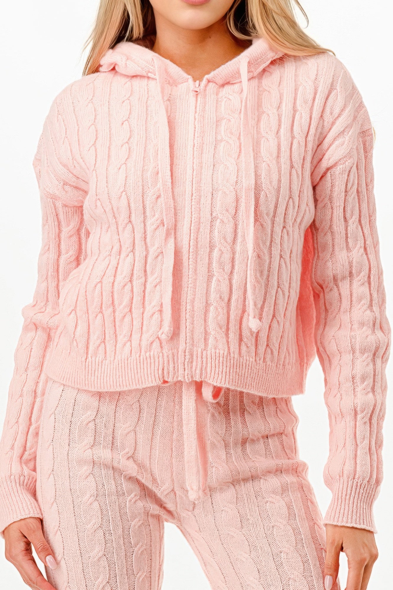 Cable Hoodie Sweater 2pcs Set - Tigbul's Variety Fashion Shop