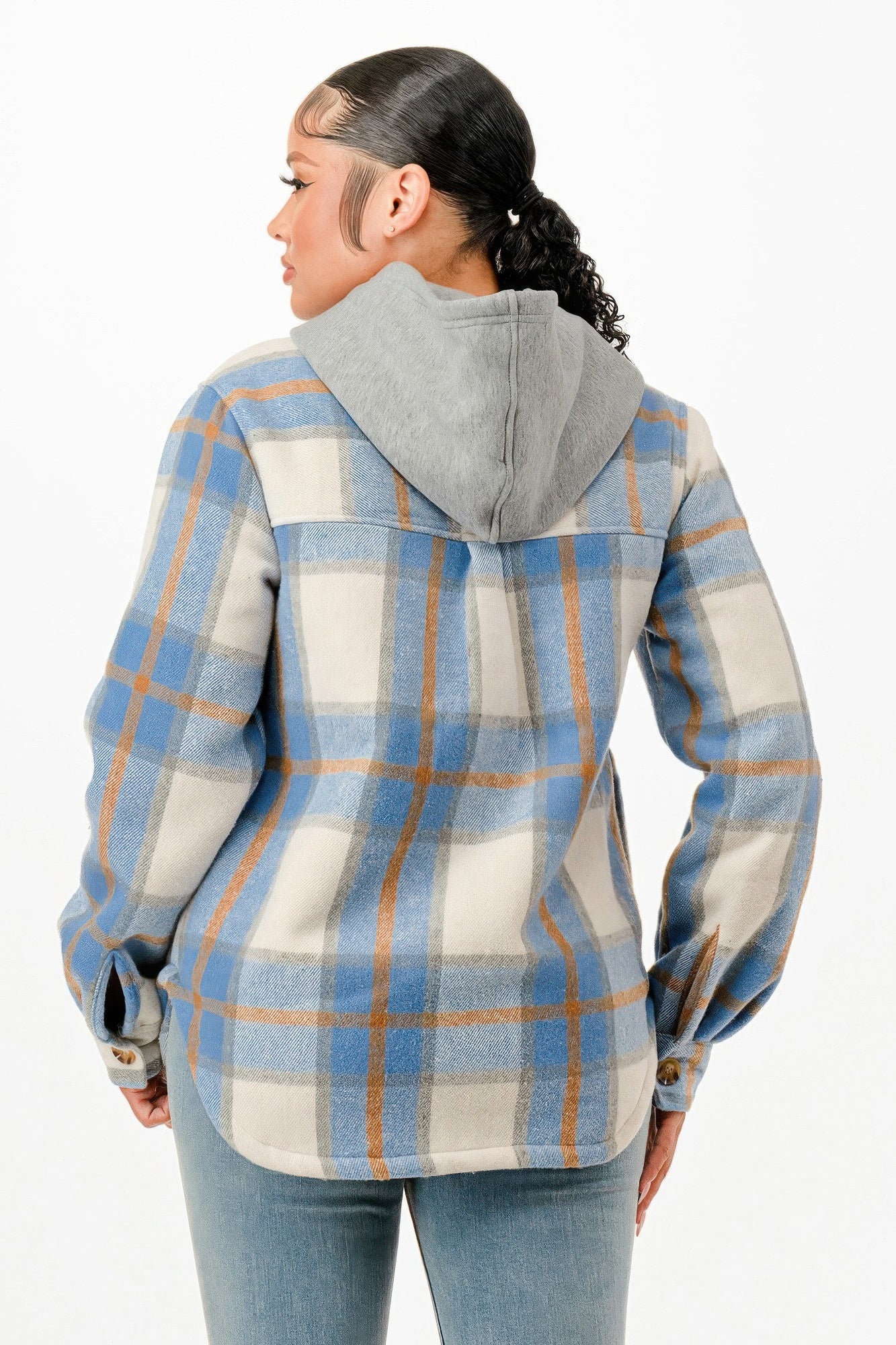 Hooded Plaid Jacket - Tigbul's Variety Fashion Shop